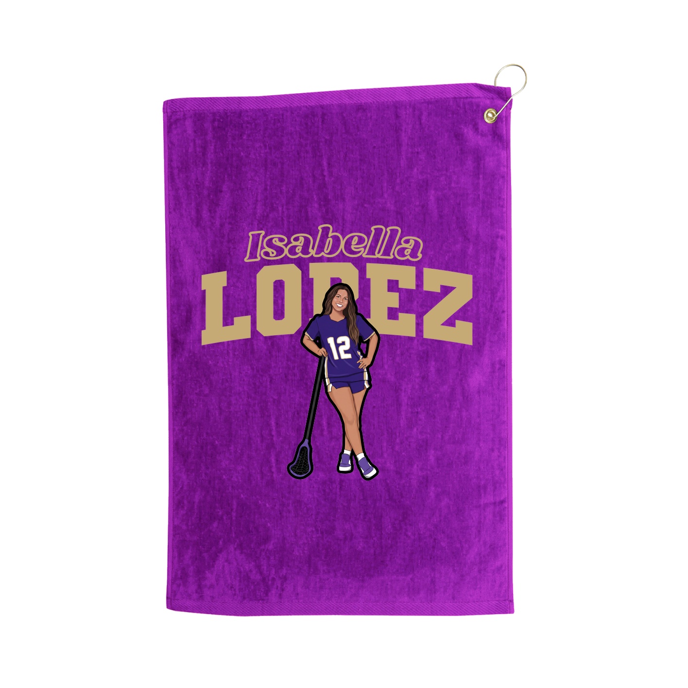 Golf Towel — Name Arch in Purple