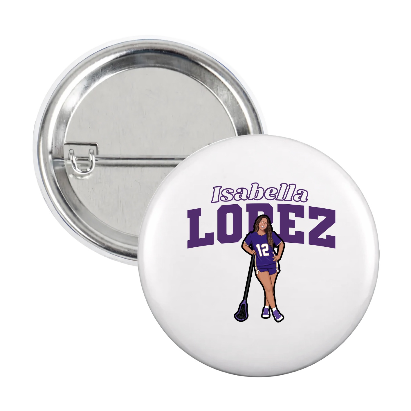 Game Day Button — Name Arch in White