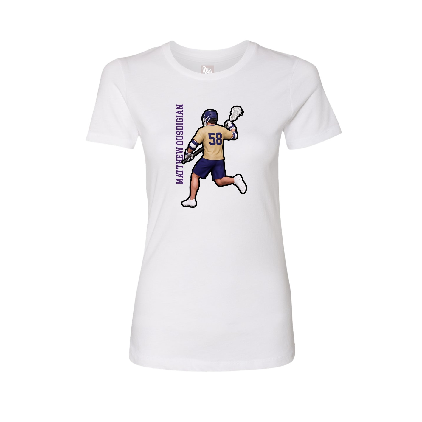 Fitted Women's Tee — Name Vertical in White