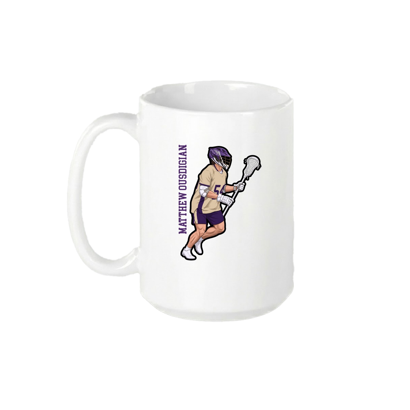 15oz Coffee Mug — Name Vertical in White