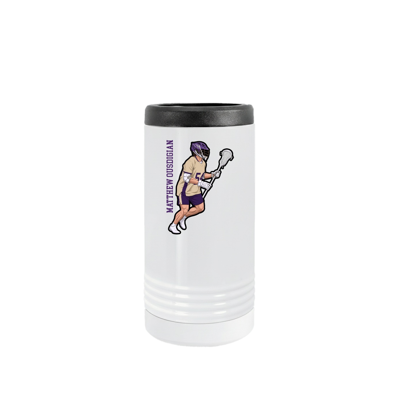 Slim Beverage Holder — Name Vertical in White