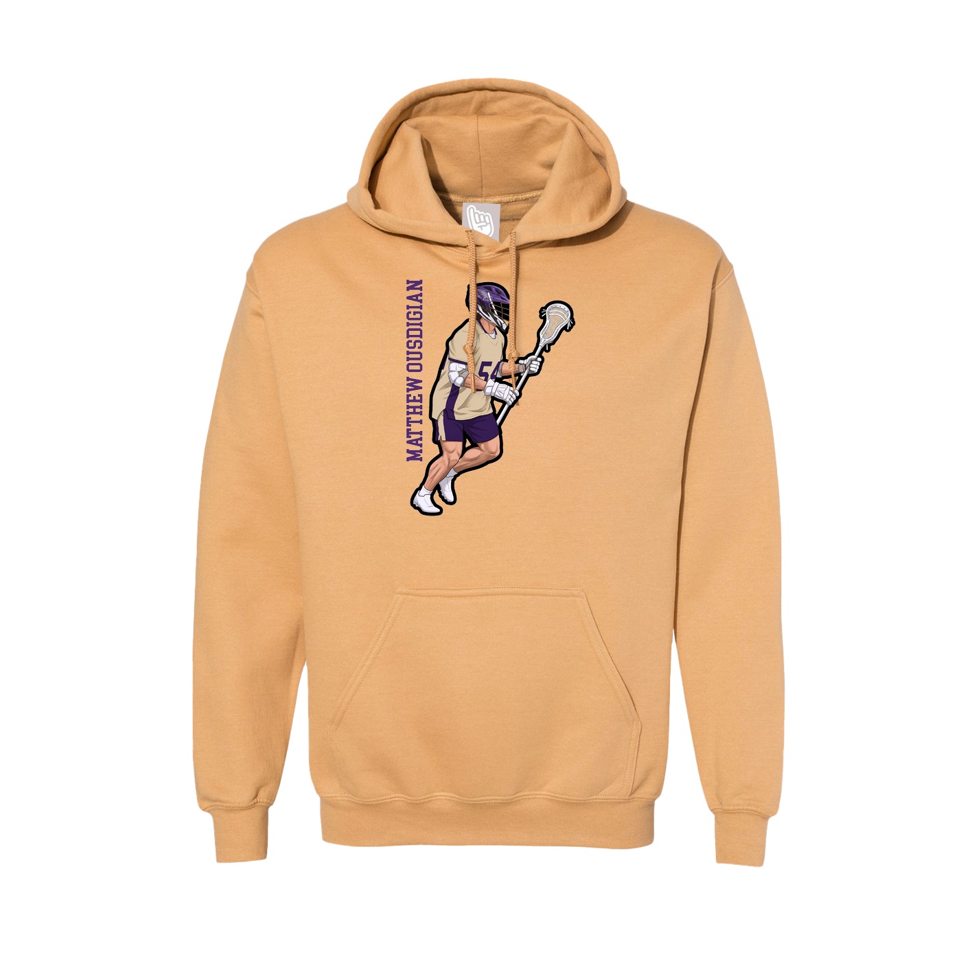 Hoodie — Name Vertical in Vegas Gold