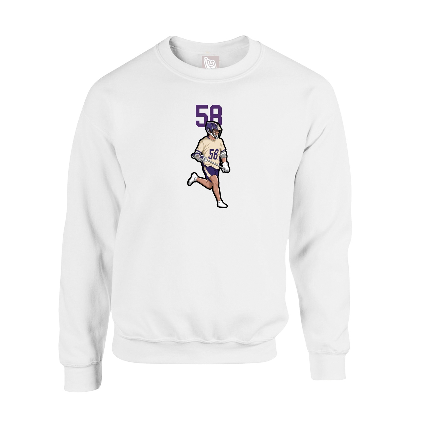 Fleece Crew — Number Top in White