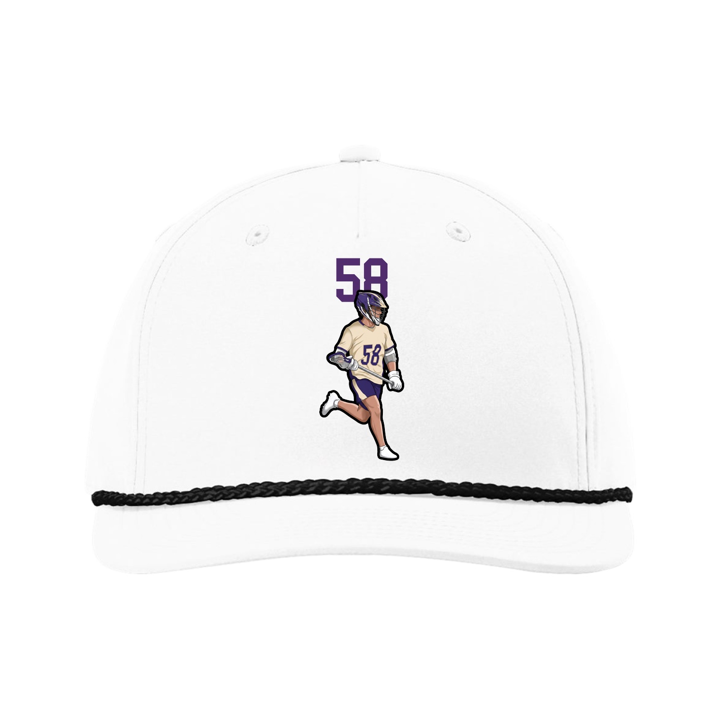 Five-Panel Classic Rope Cap — Number Top in White