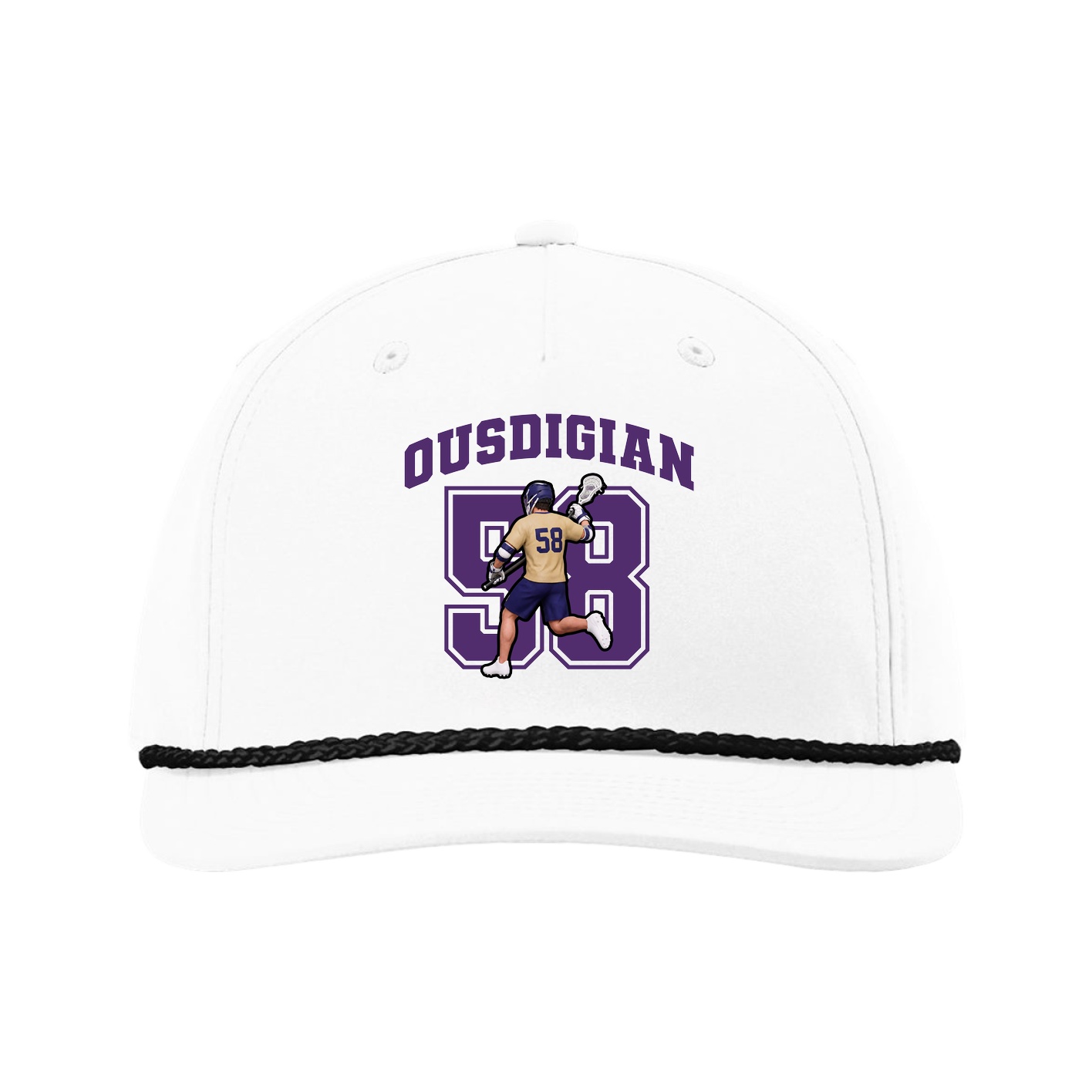 Five-Panel Classic Rope Cap — Number in White
