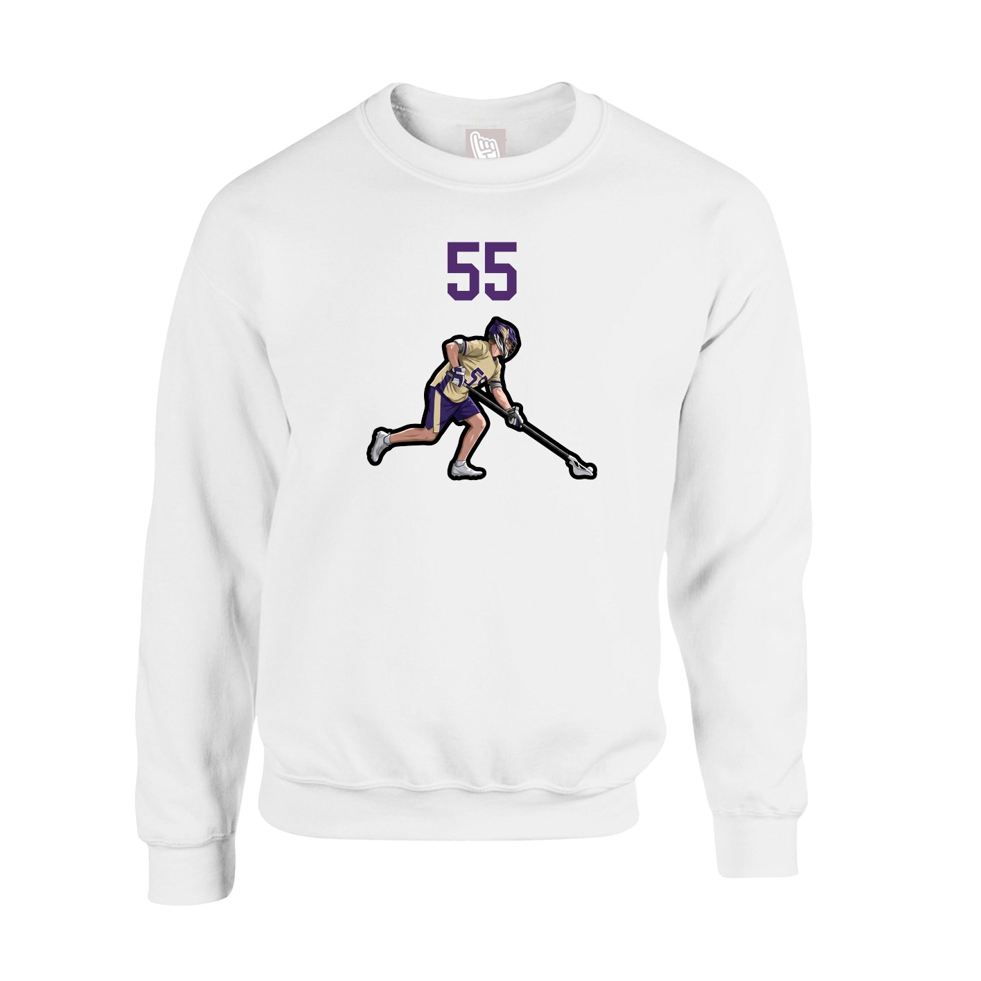 Fleece Crew — Number Top in White