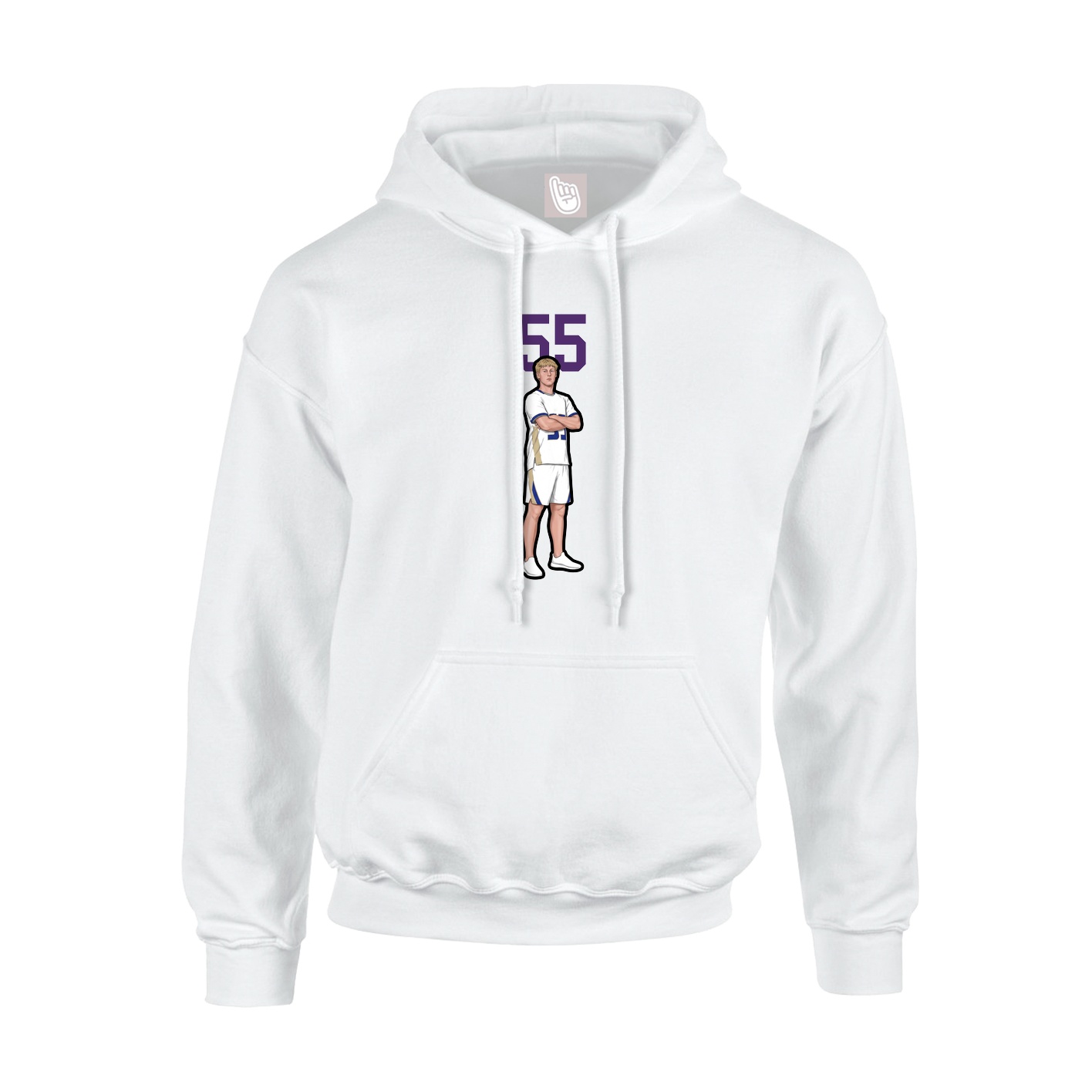 Youth Hoodie — Number Top in White