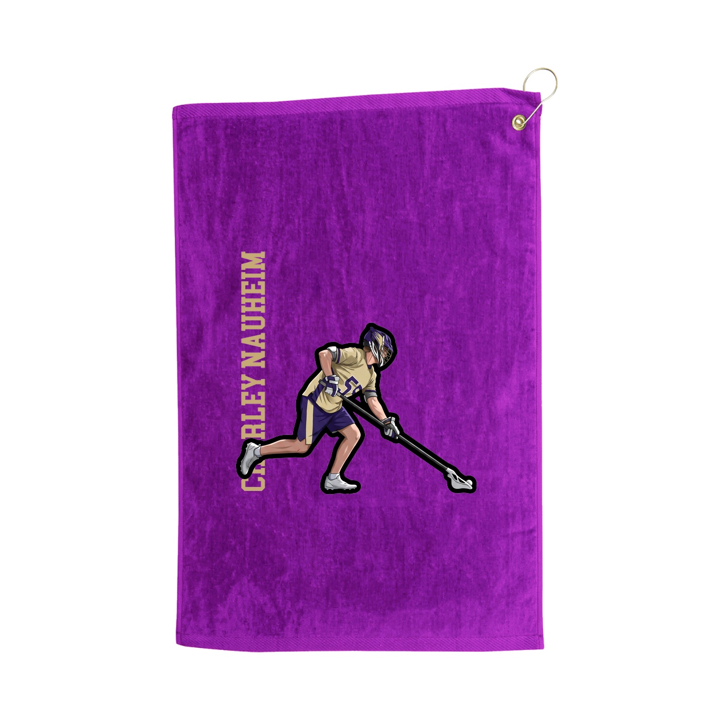 Golf Towel — Name Vertical in Purple