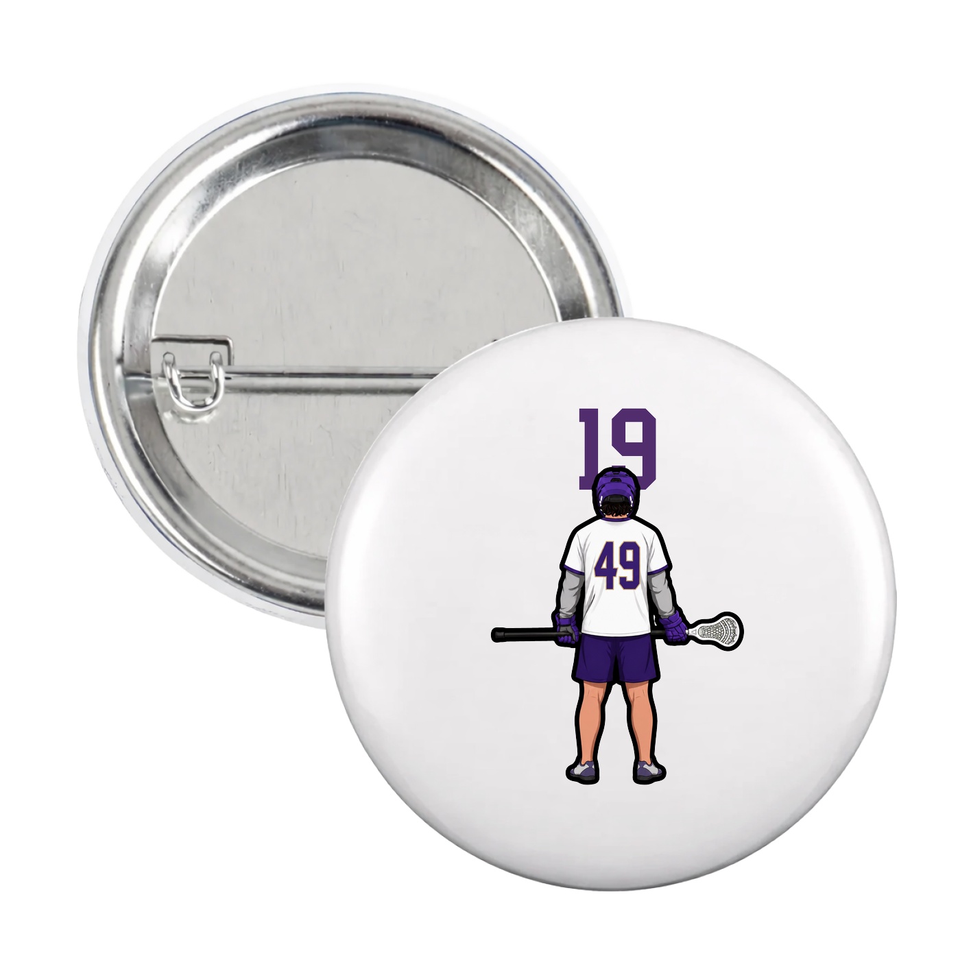 Game Day Button — Number Top in White