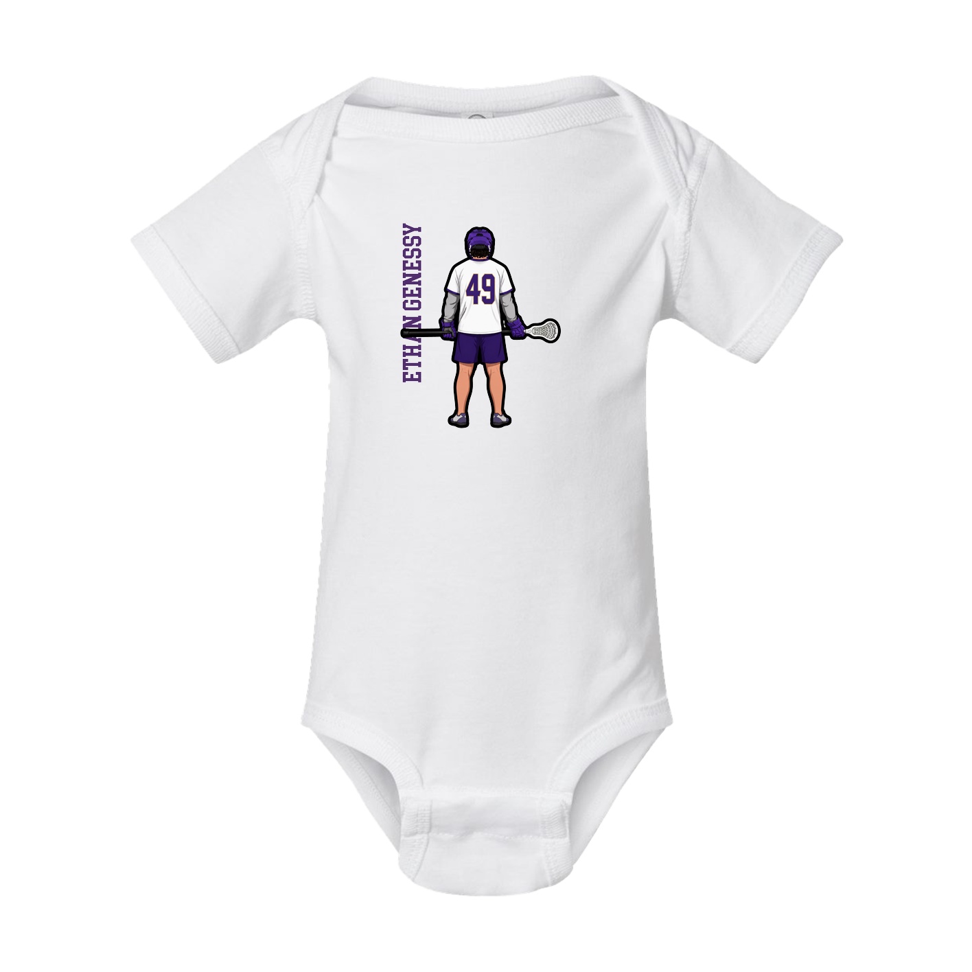 Baby Onesie — Name Vertical in White