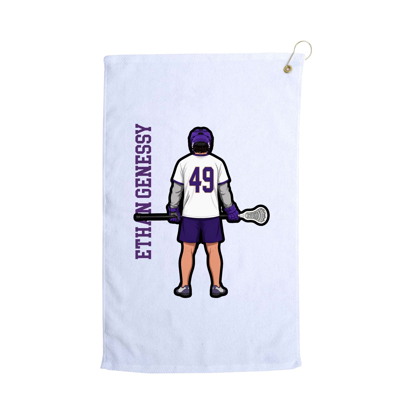 Golf Towel — Name Vertical in White