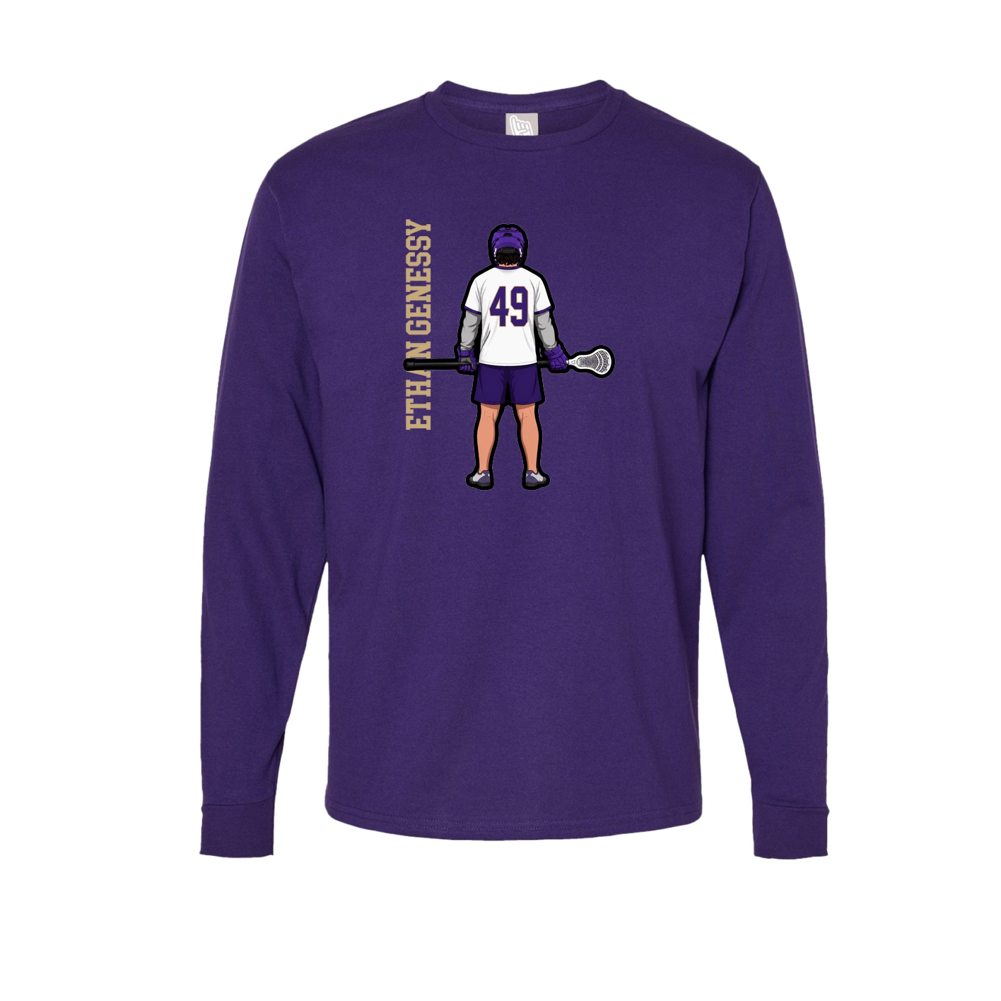 Long Sleeve Tee — Name Vertical in Purple