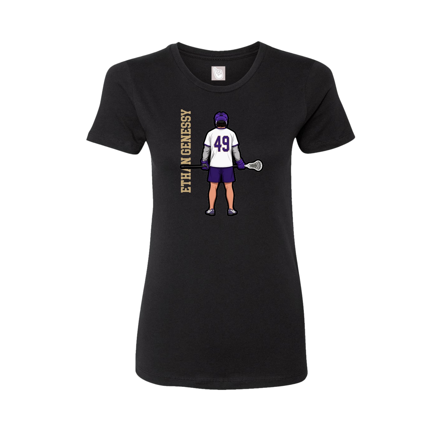 Fitted Women's Tee — Name Vertical in Black