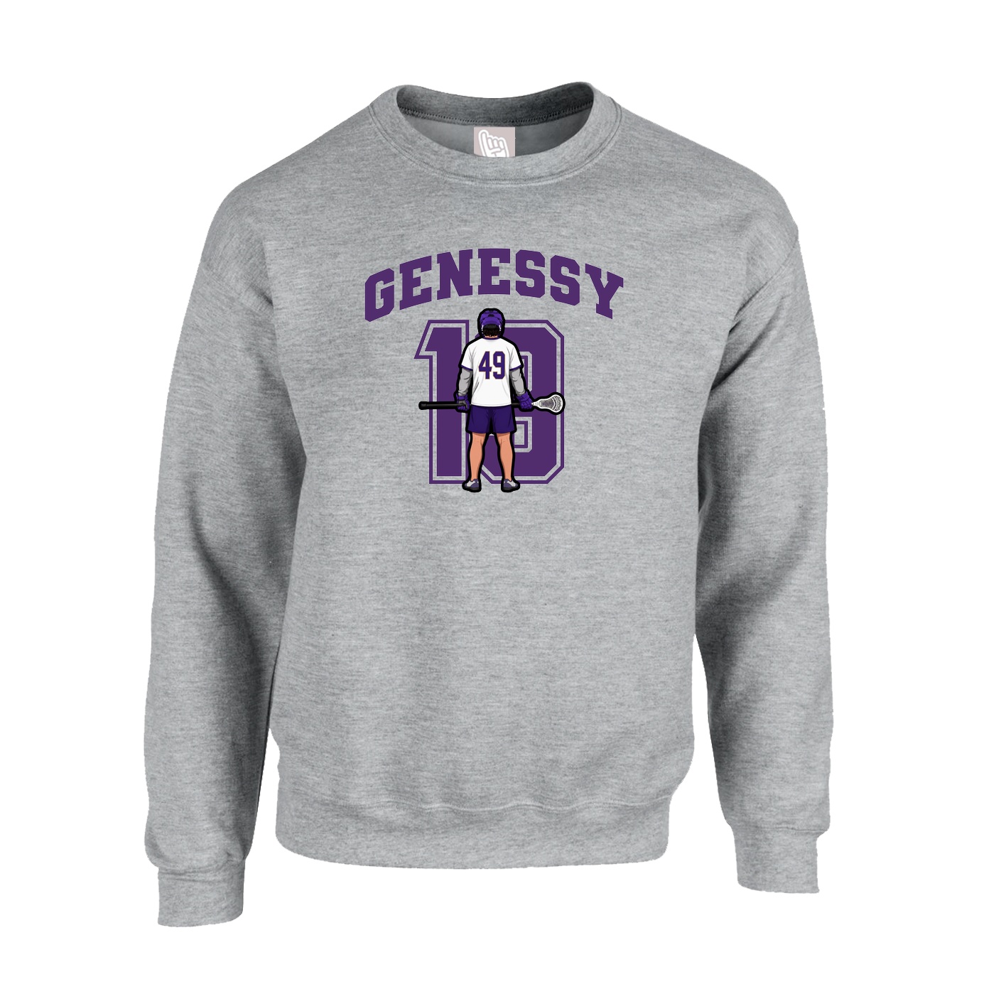 Fleece Crew — Number in Grey