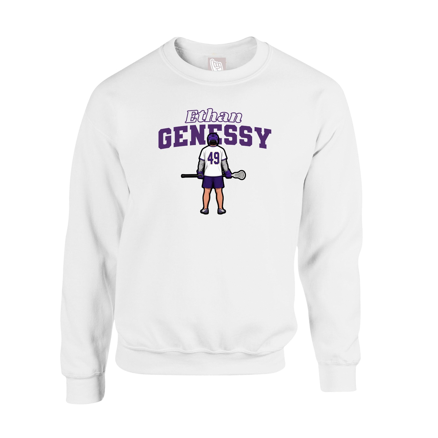 Fleece Crew — Name Arch in White