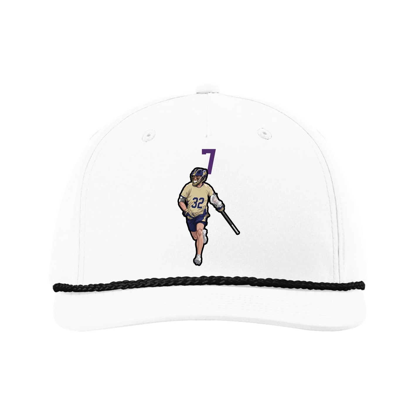 Five-Panel Classic Rope Cap — Number Top in White