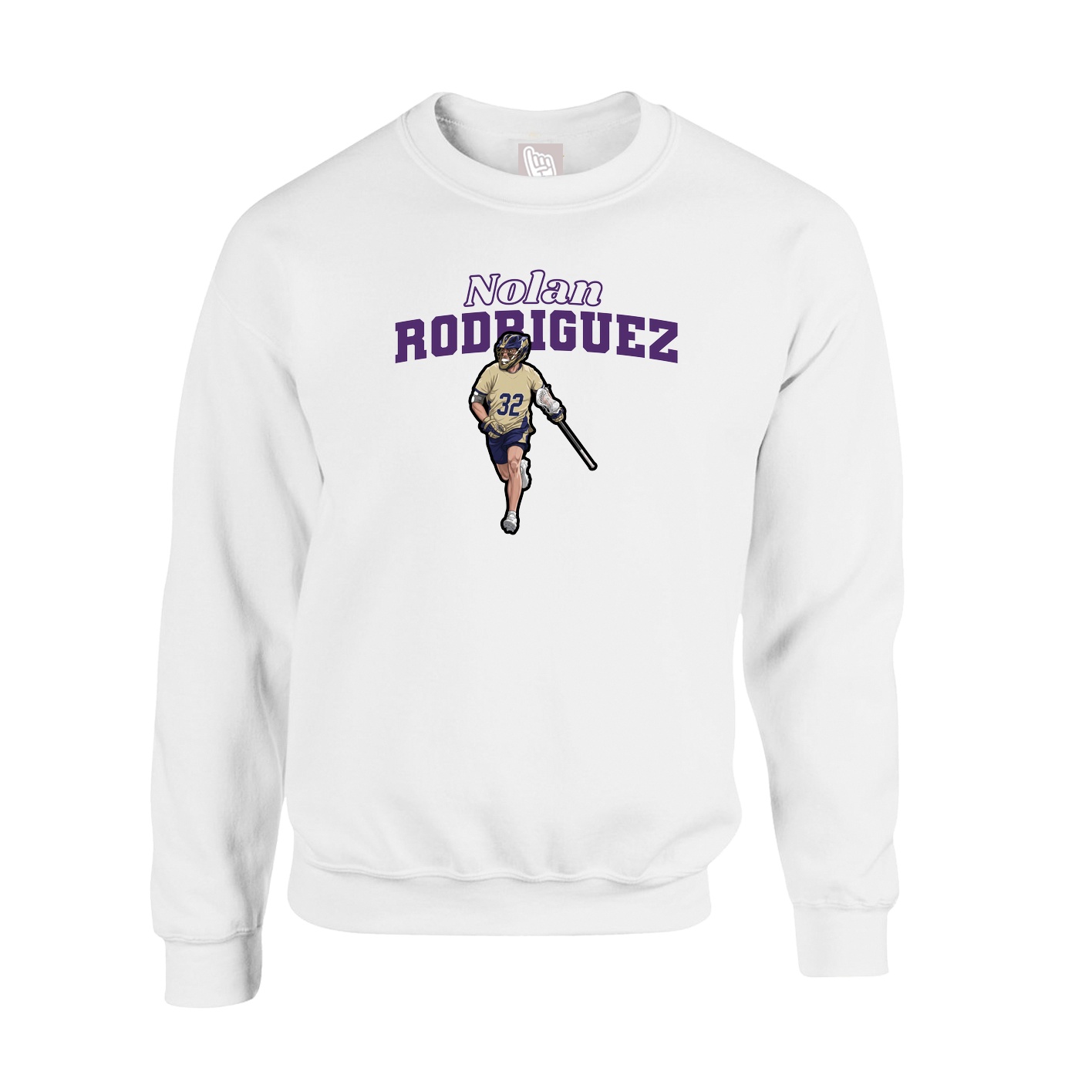 Fleece Crew — Name Arch in White