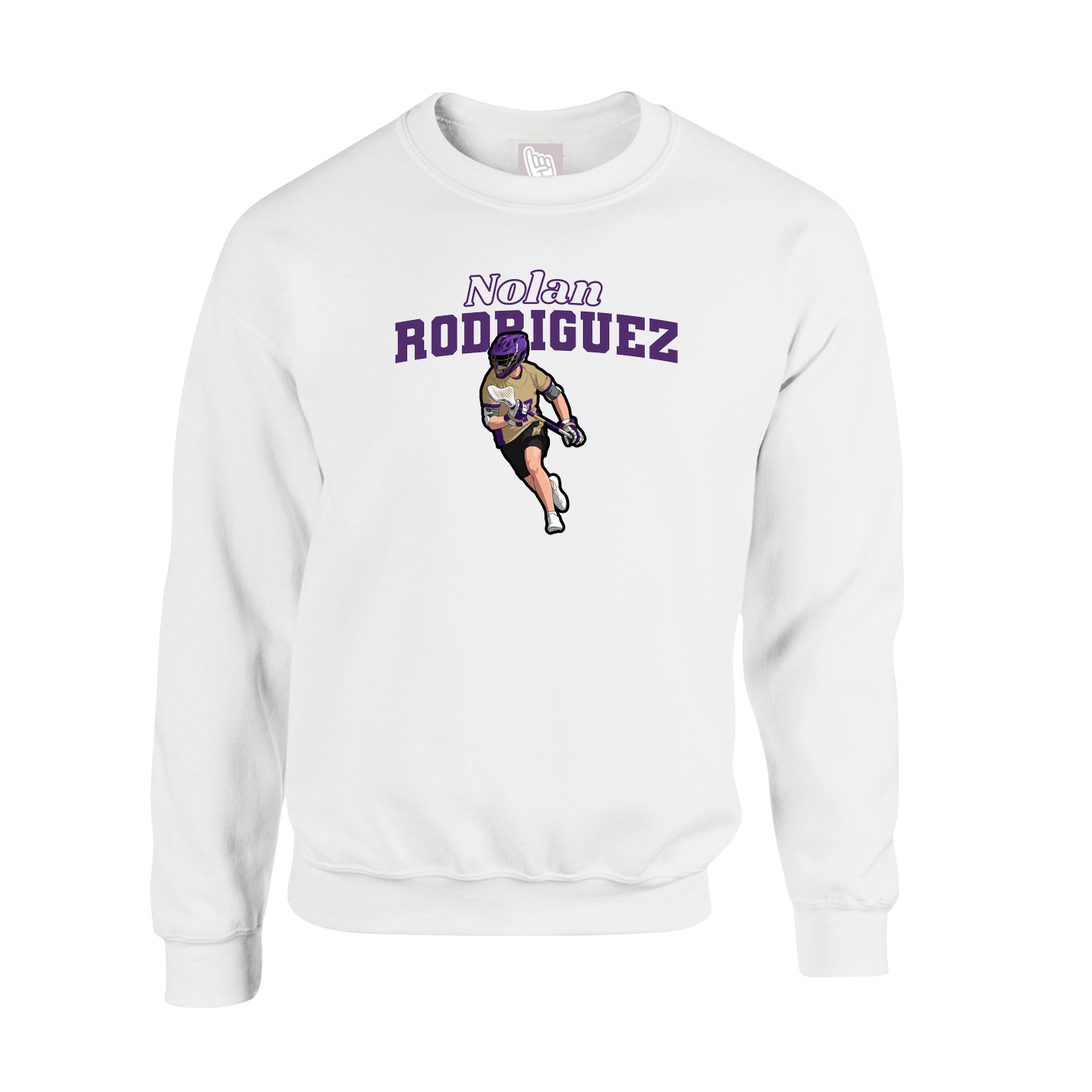 Fleece Crew — Name Arch in White