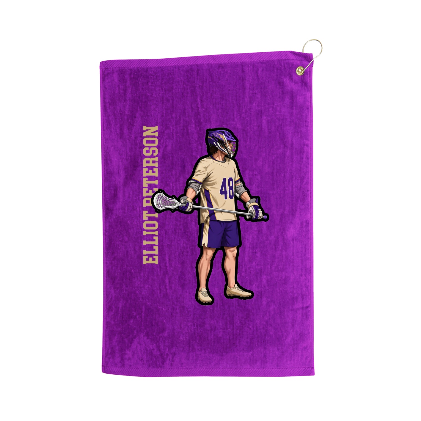 Golf Towel — Name Vertical in Purple