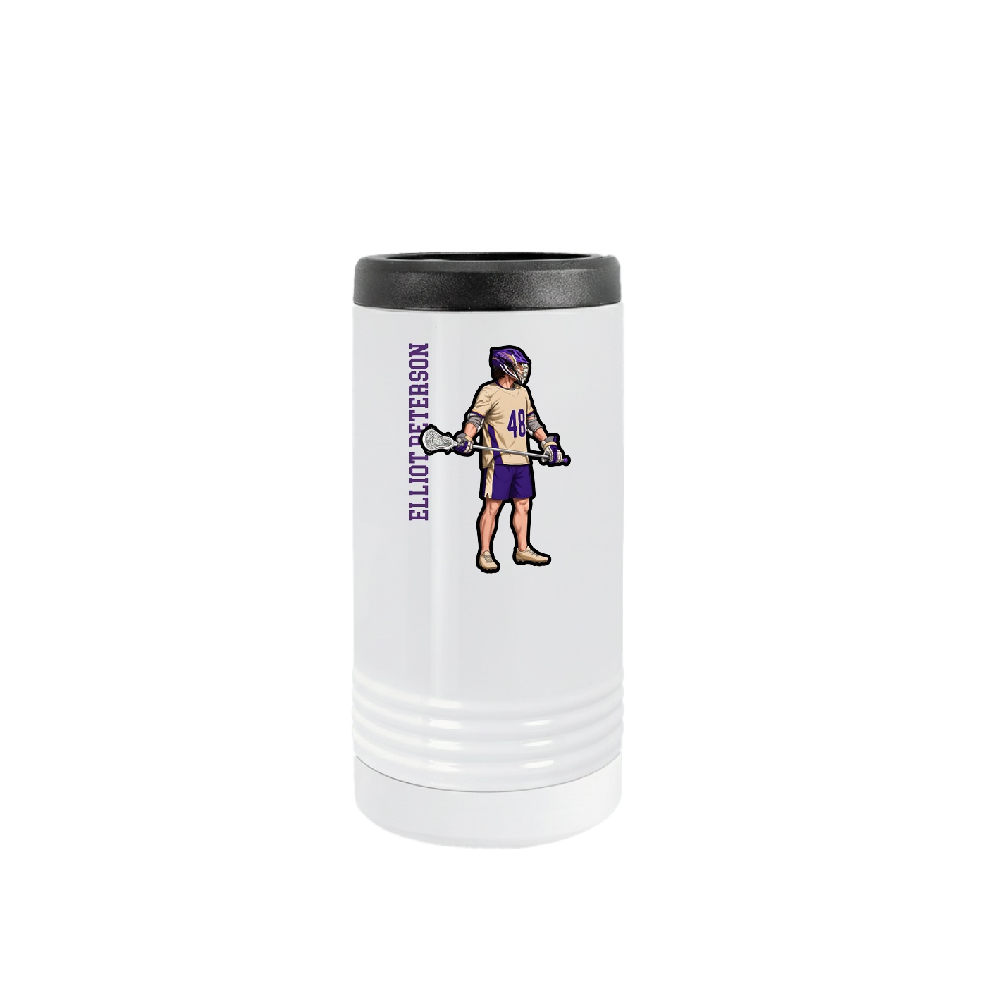 Slim Beverage Holder — Name Vertical in White