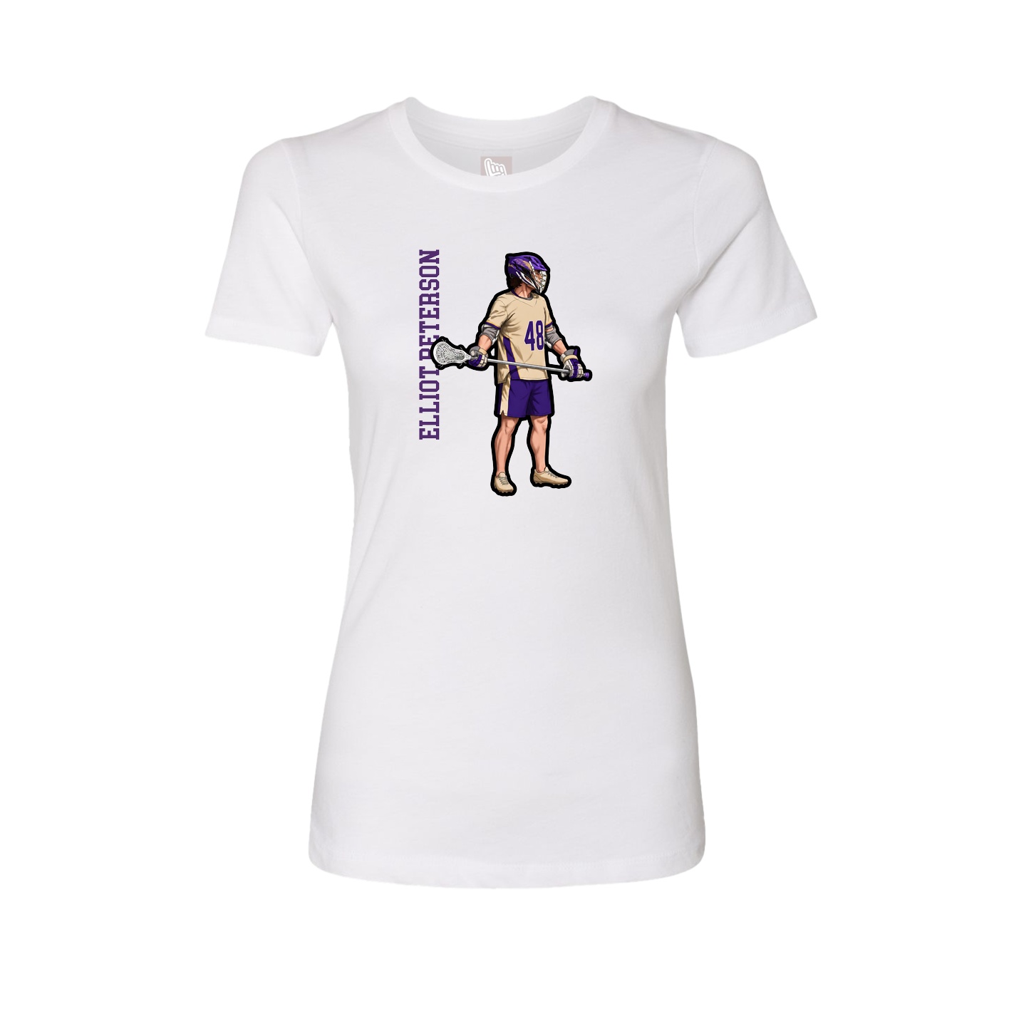 Fitted Women's Tee — Name Vertical in White