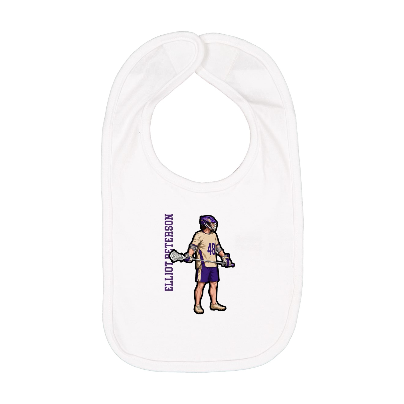 Infant Bib — Name Vertical in White