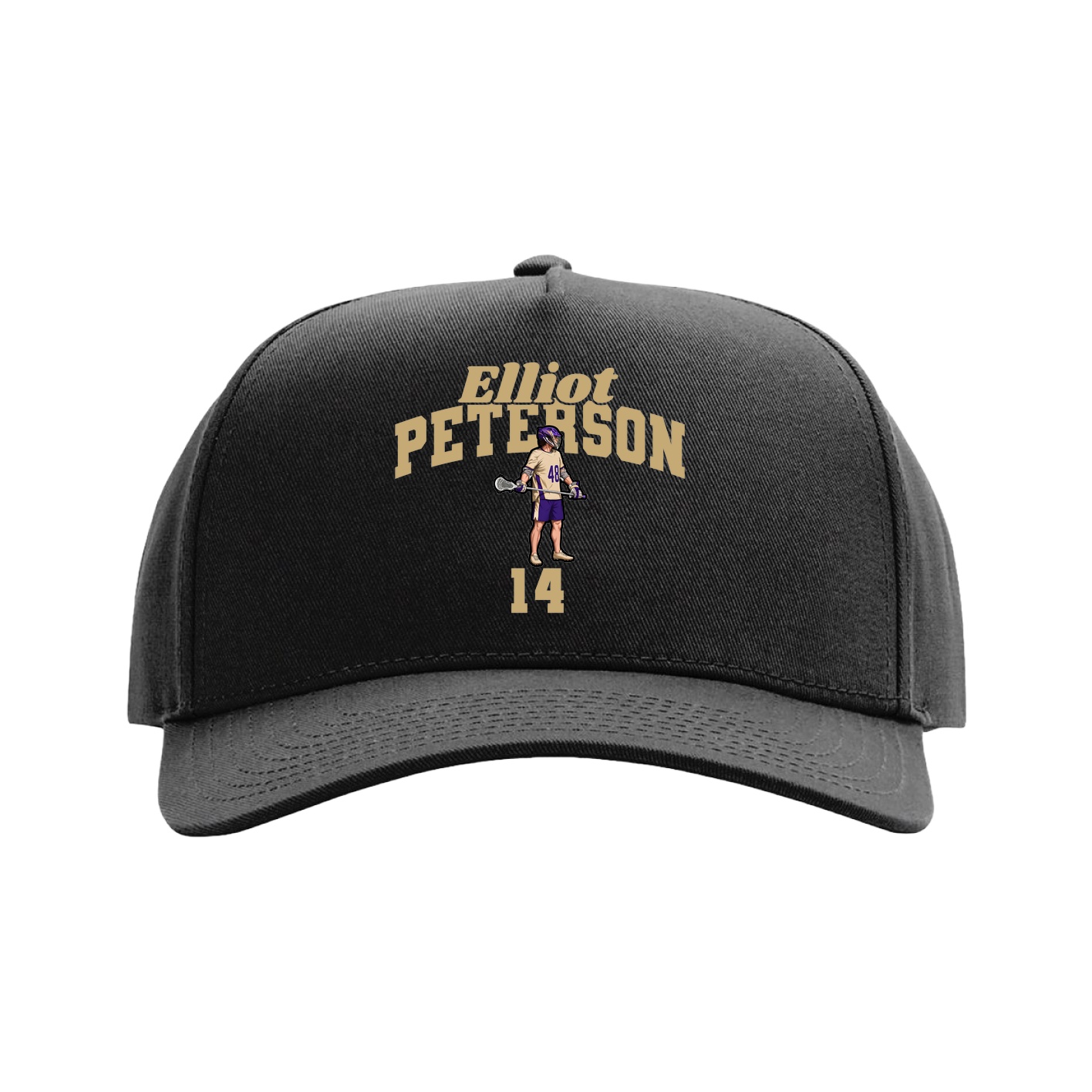 Full Fabric Five-Panel Champ Cap — Signature Arch in Black