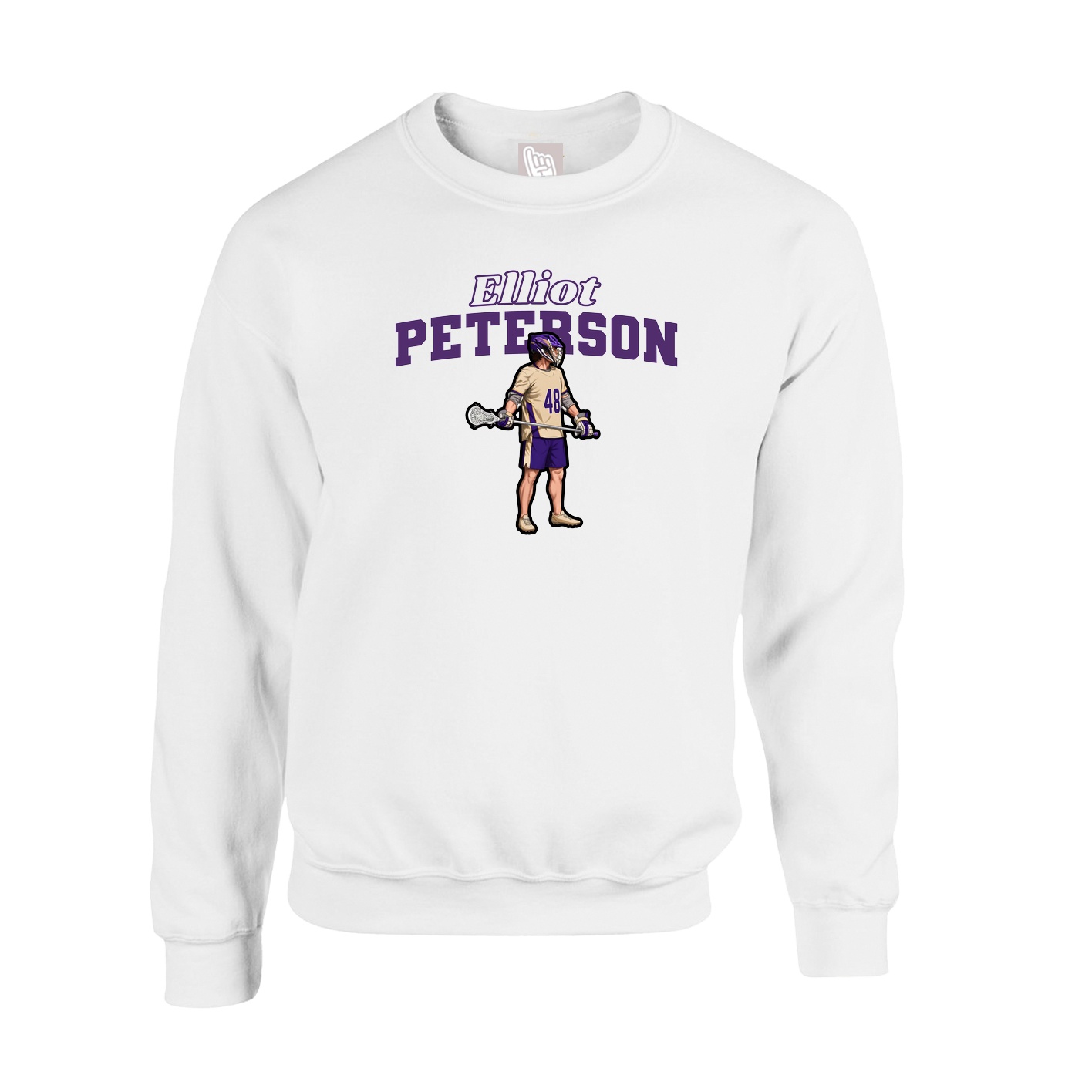 Fleece Crew — Name Arch in White