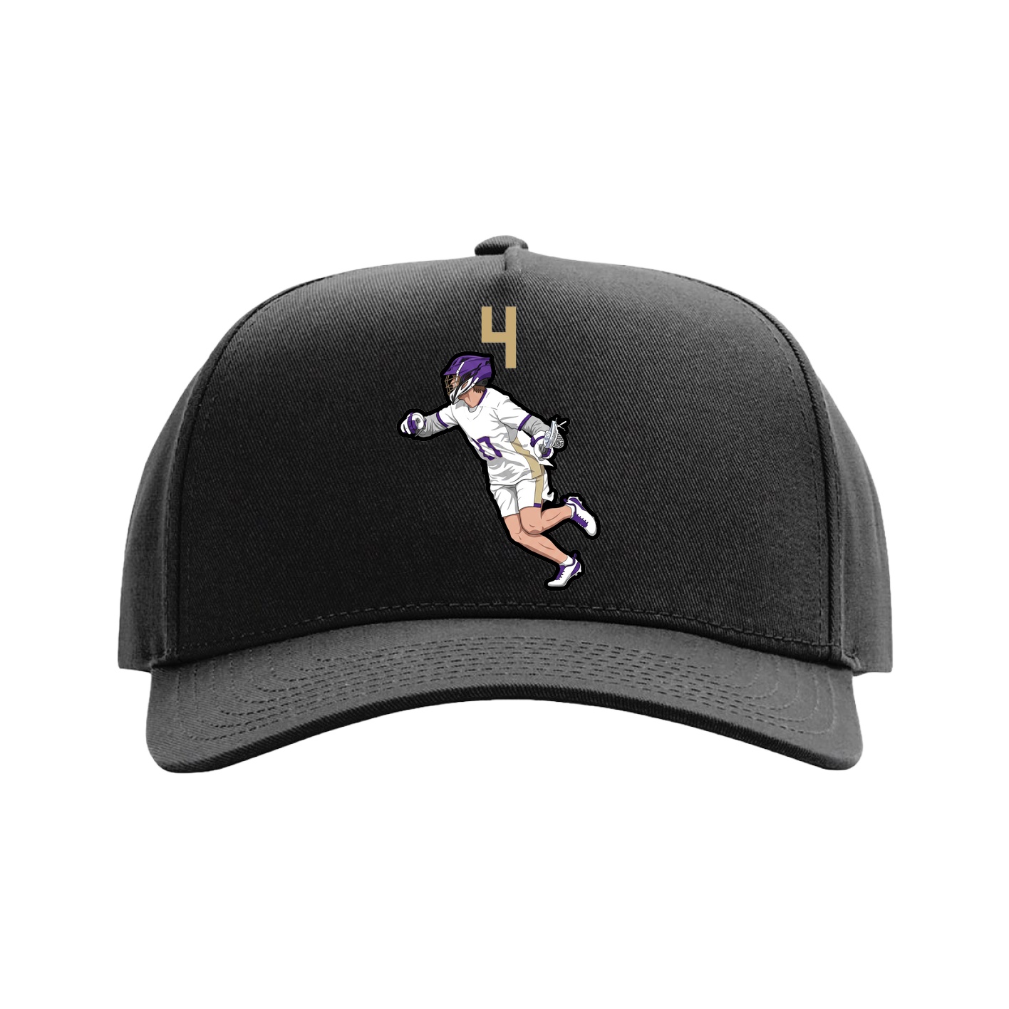 Full Fabric Five-Panel Champ Cap — Number Top in Black