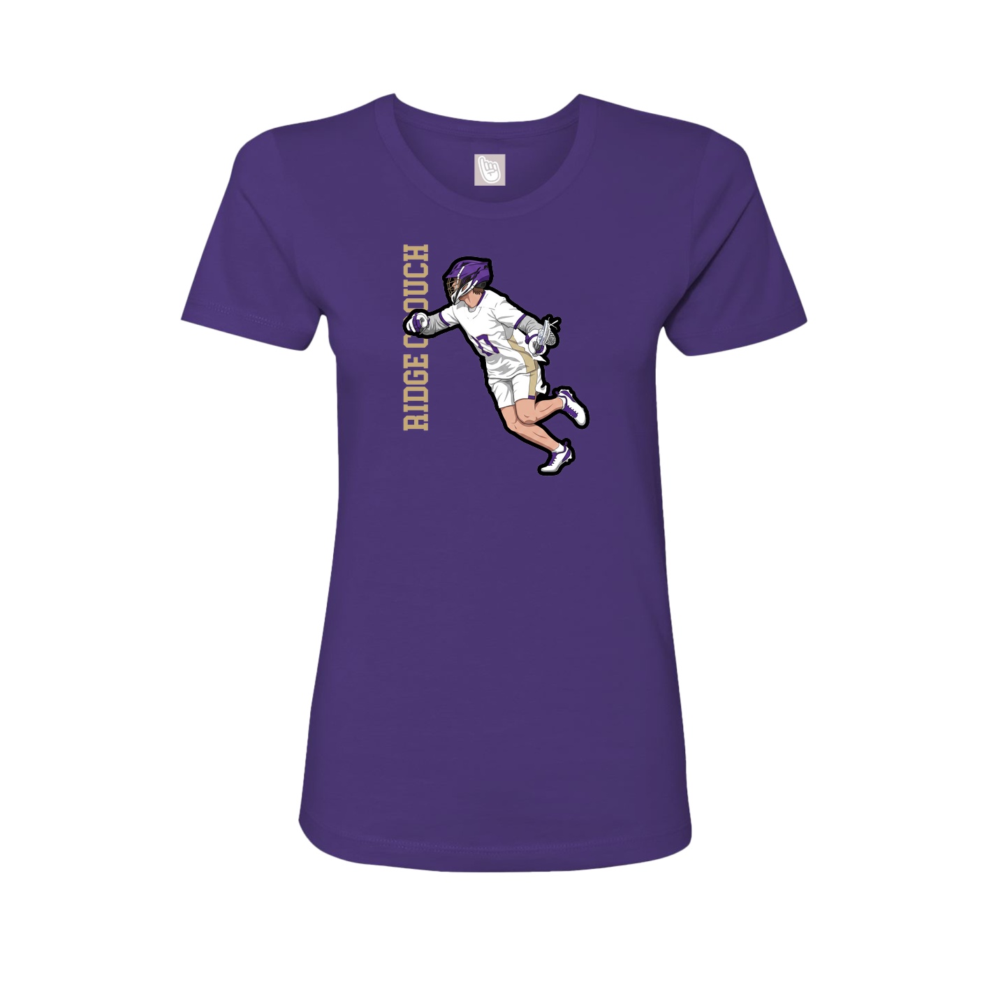 Fitted Women's Tee — Name Vertical in Purple