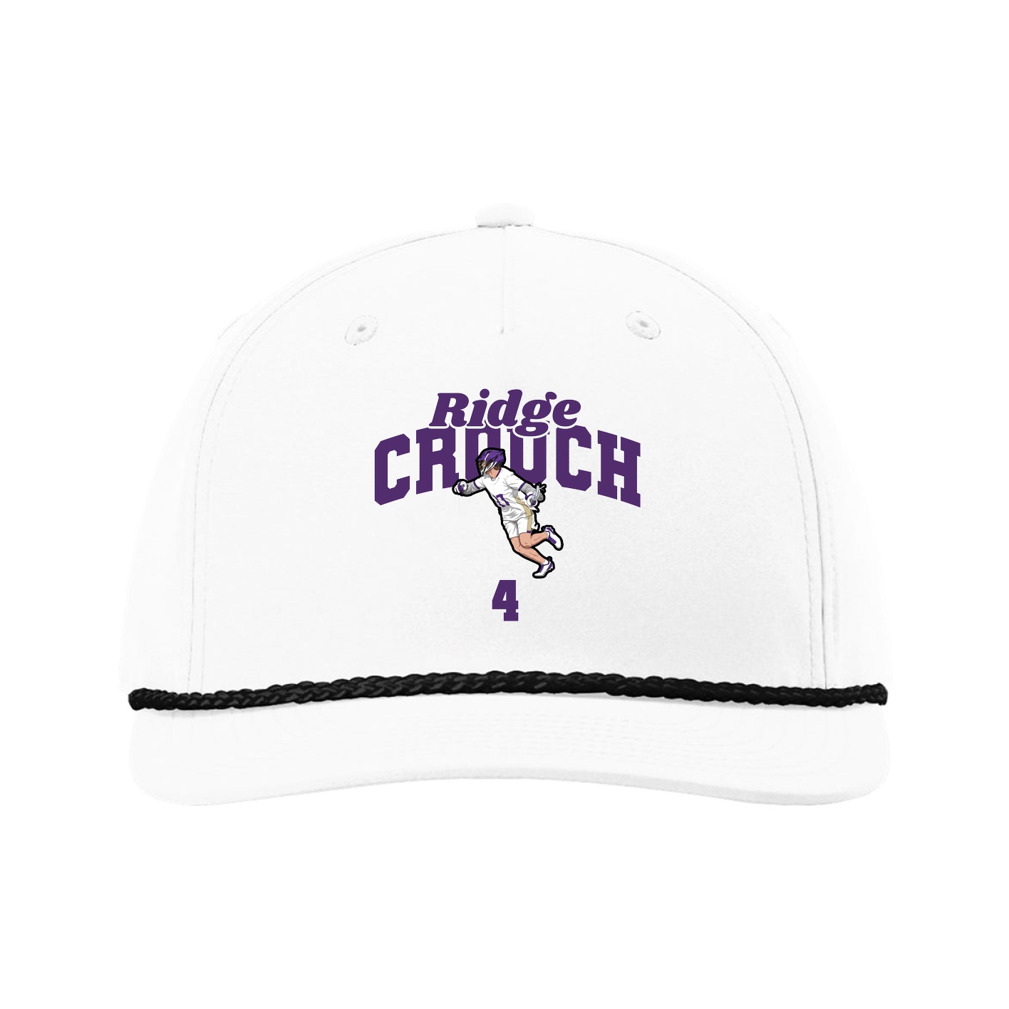 Five-Panel Classic Rope Cap — Signature Arch in White