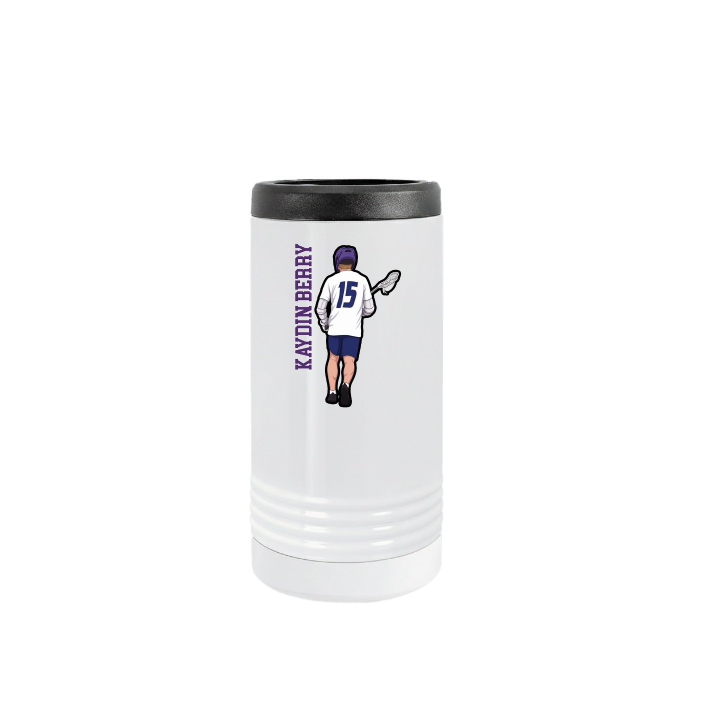 Slim Beverage Holder — Name Vertical in White