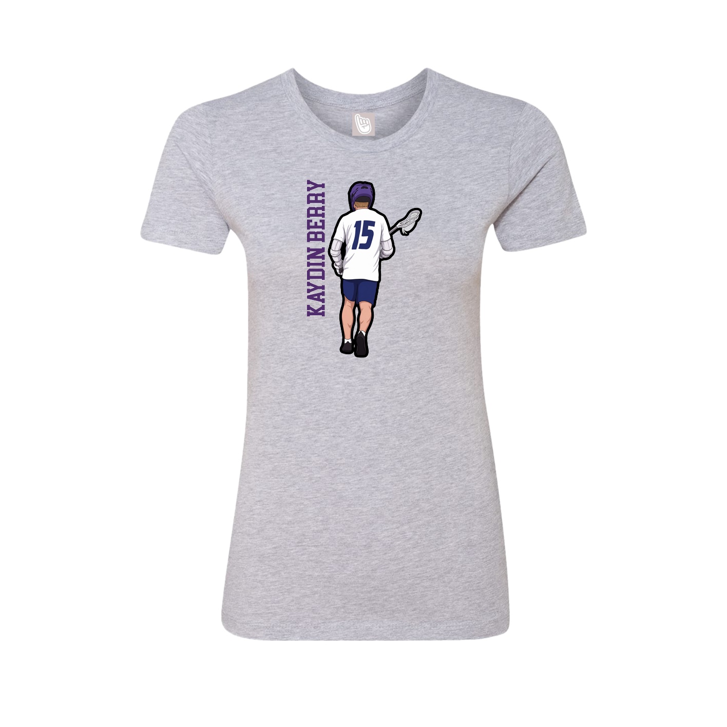 Fitted Women's Tee — Name Vertical in Grey
