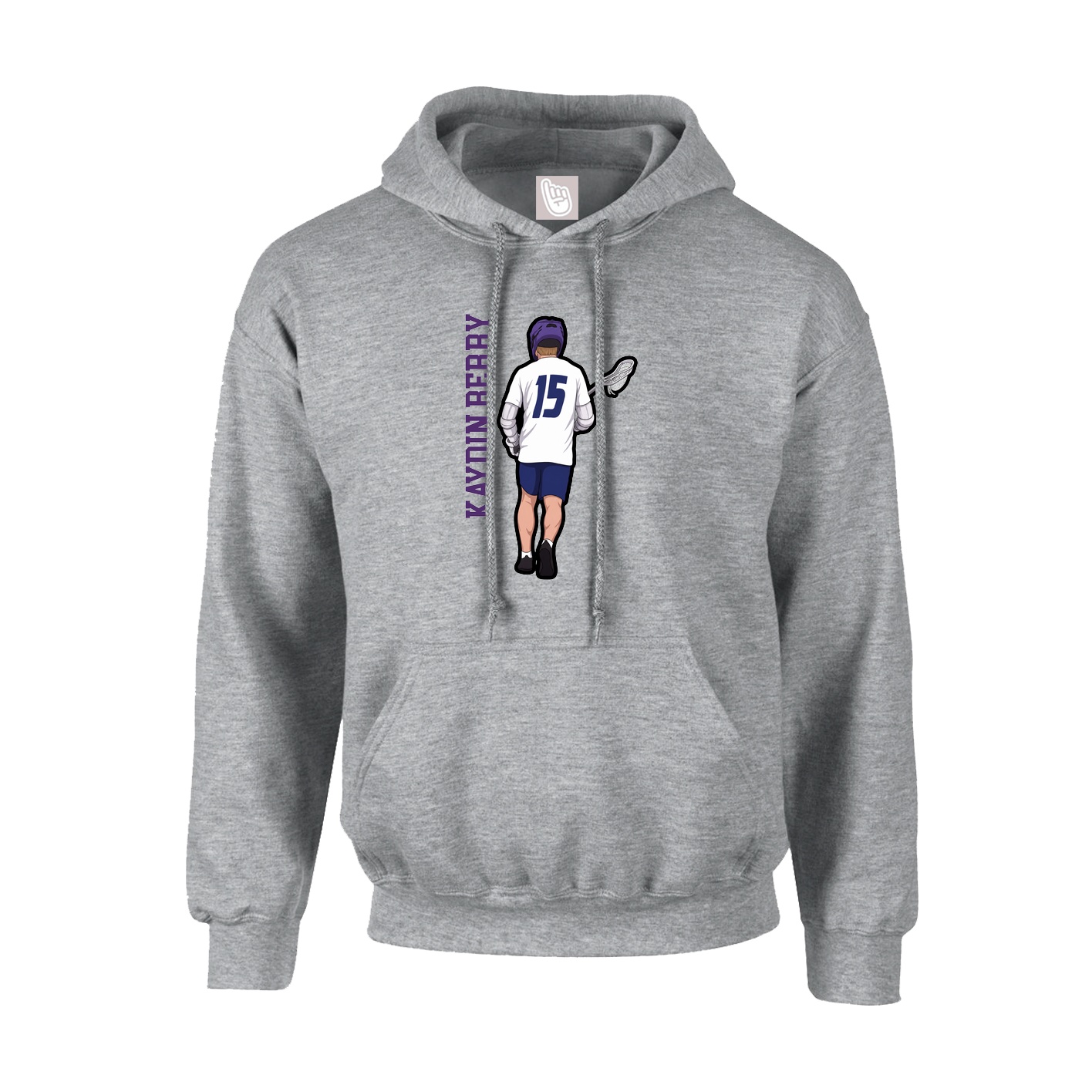 Youth Hoodie — Name Vertical in Grey