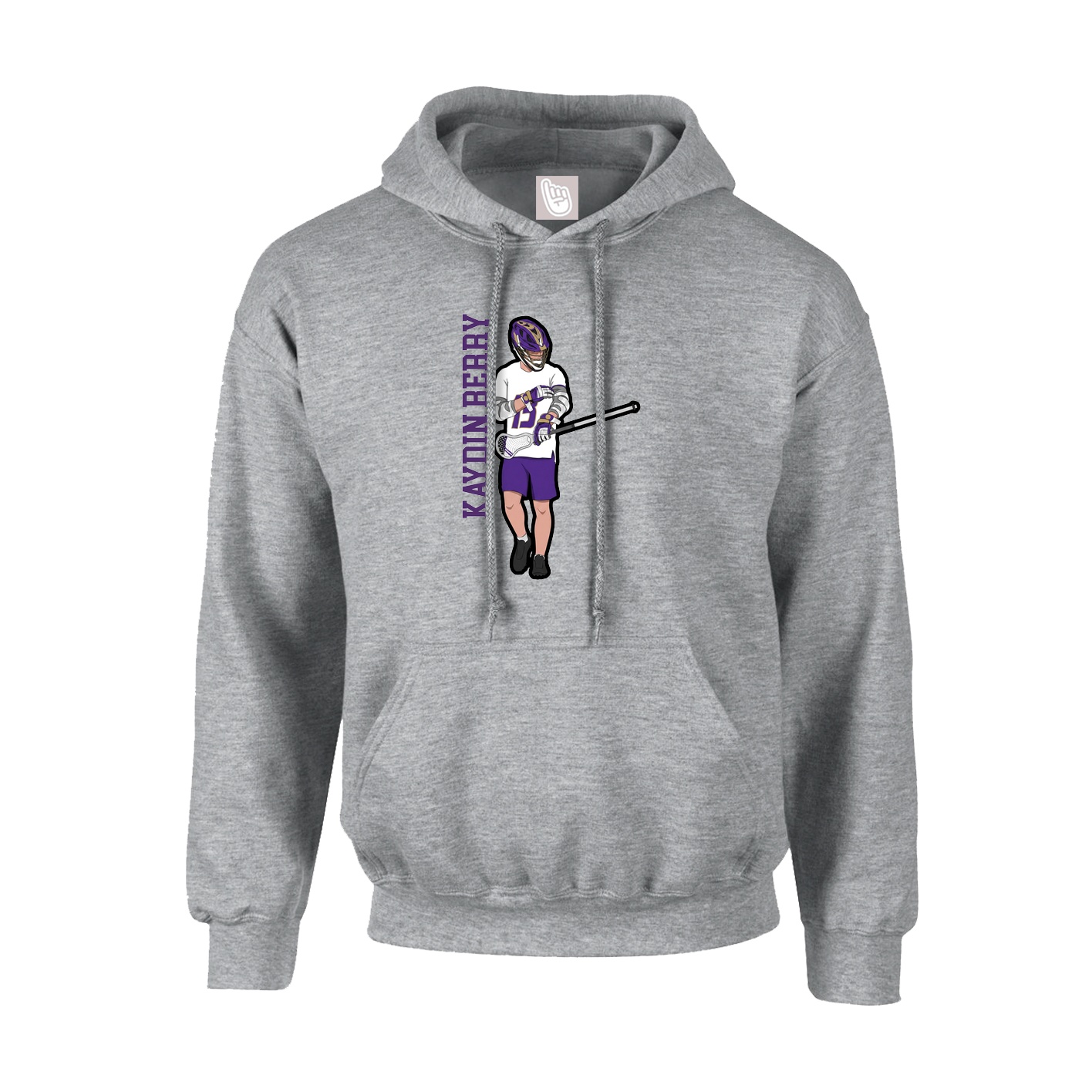 Youth Hoodie — Name Vertical in Grey