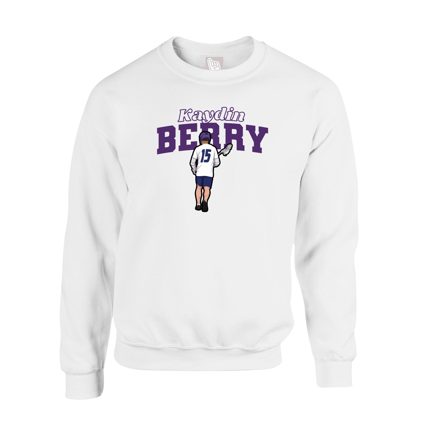 Fleece Crew — Name Arch in White