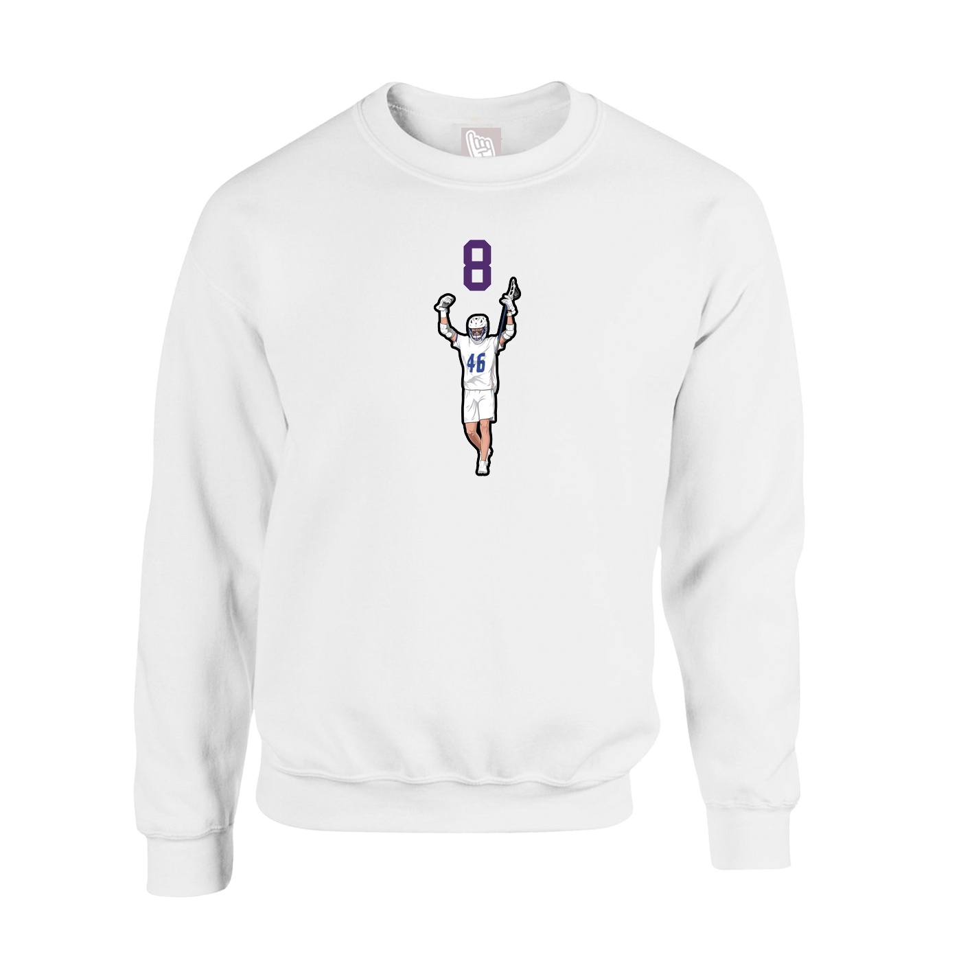 Fleece Crew — Number Top in White