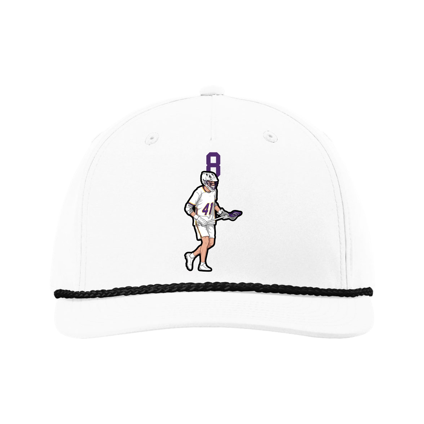 Five-Panel Classic Rope Cap — Number Top in White