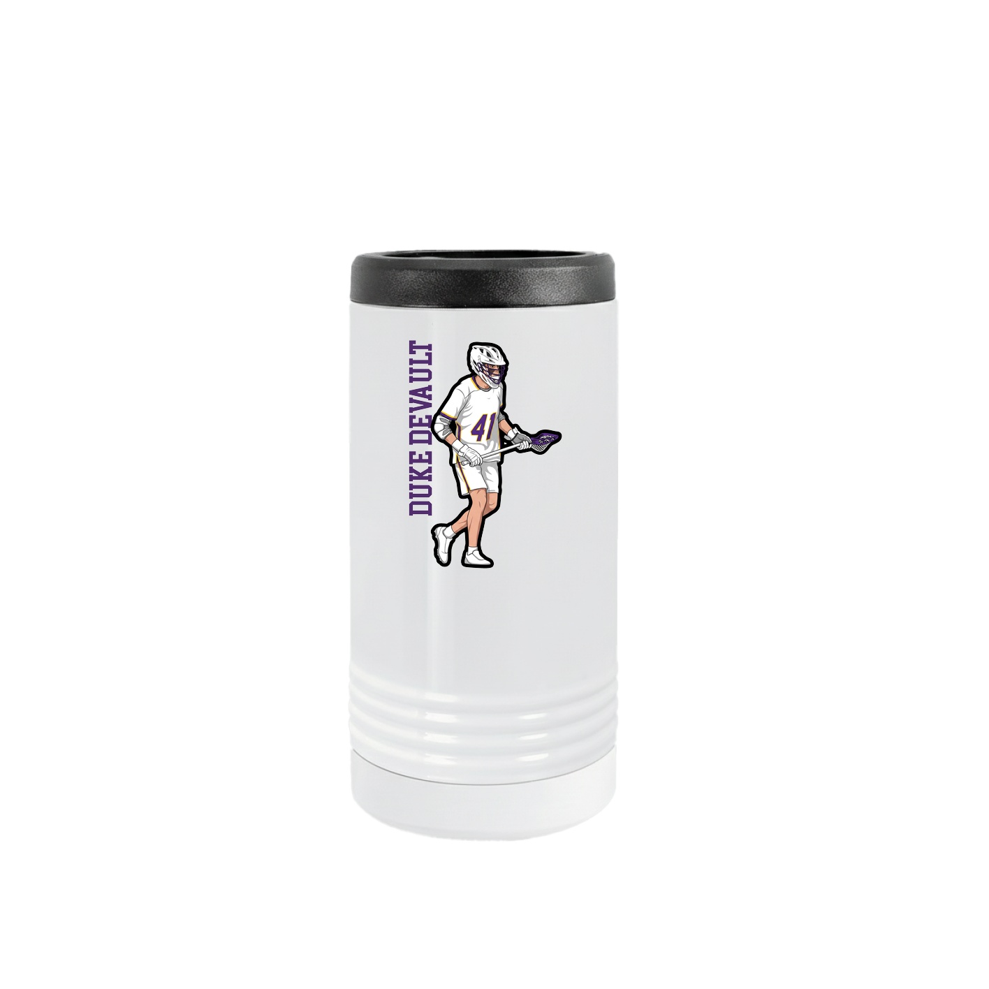Slim Beverage Holder — Name Vertical in White