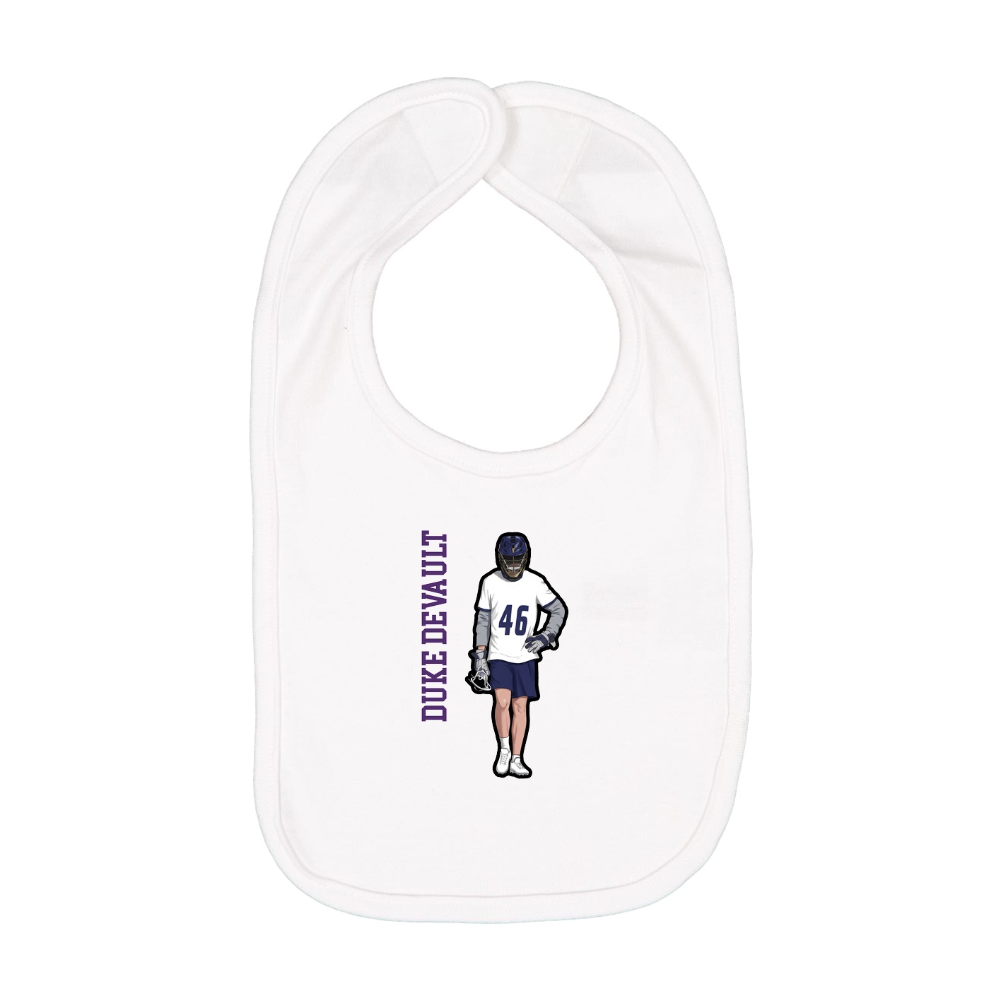 Infant Bib — Name Vertical in White