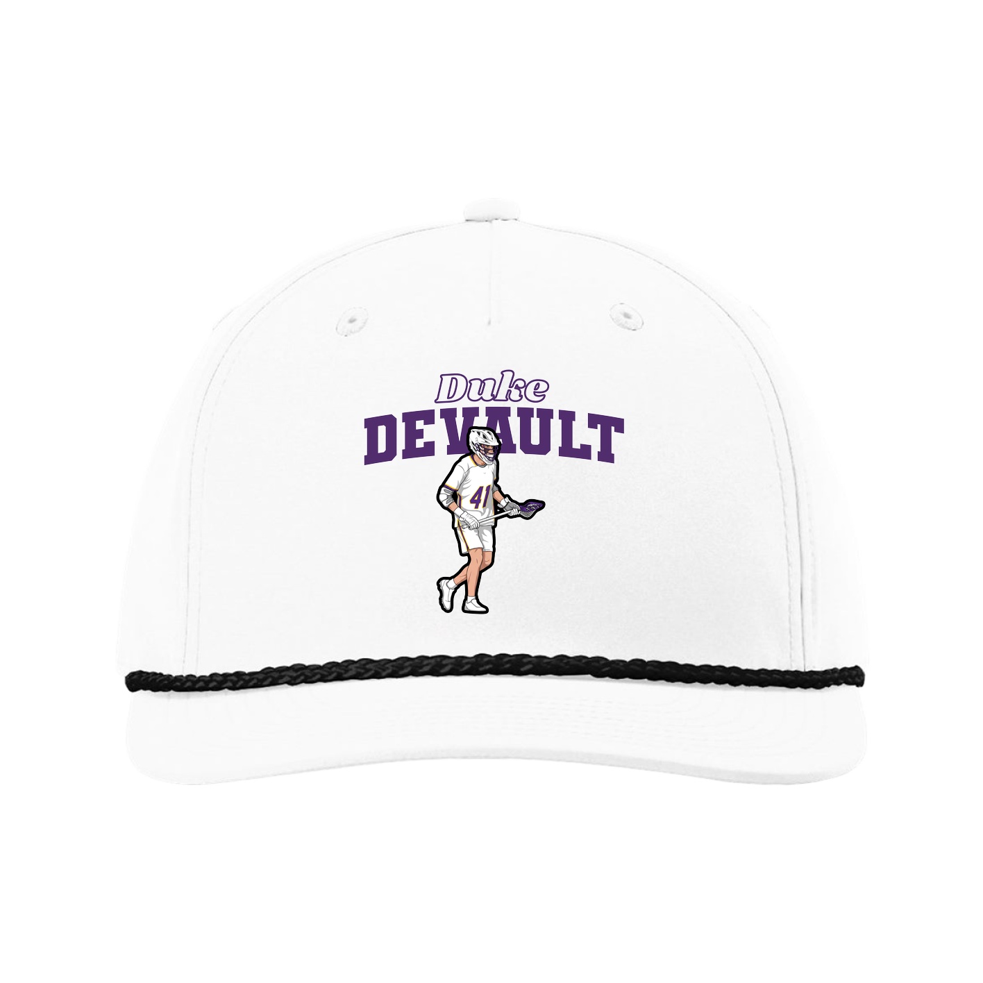 Five-Panel Classic Rope Cap — Name Arch in White