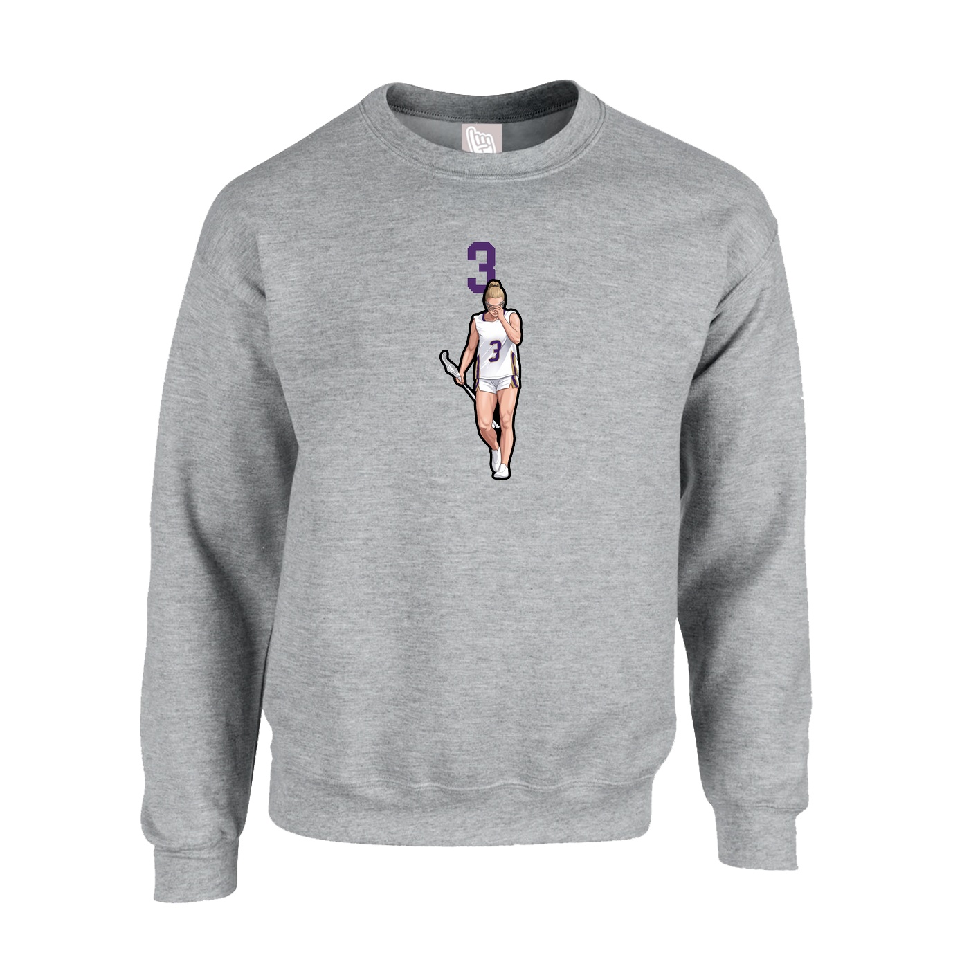 Fleece Crew — Number Top in Grey