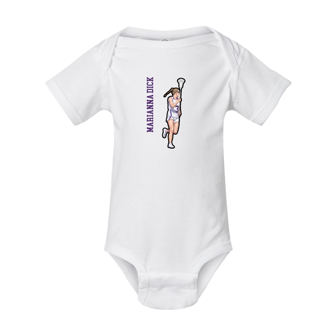 Baby Onesie — Name Vertical in White