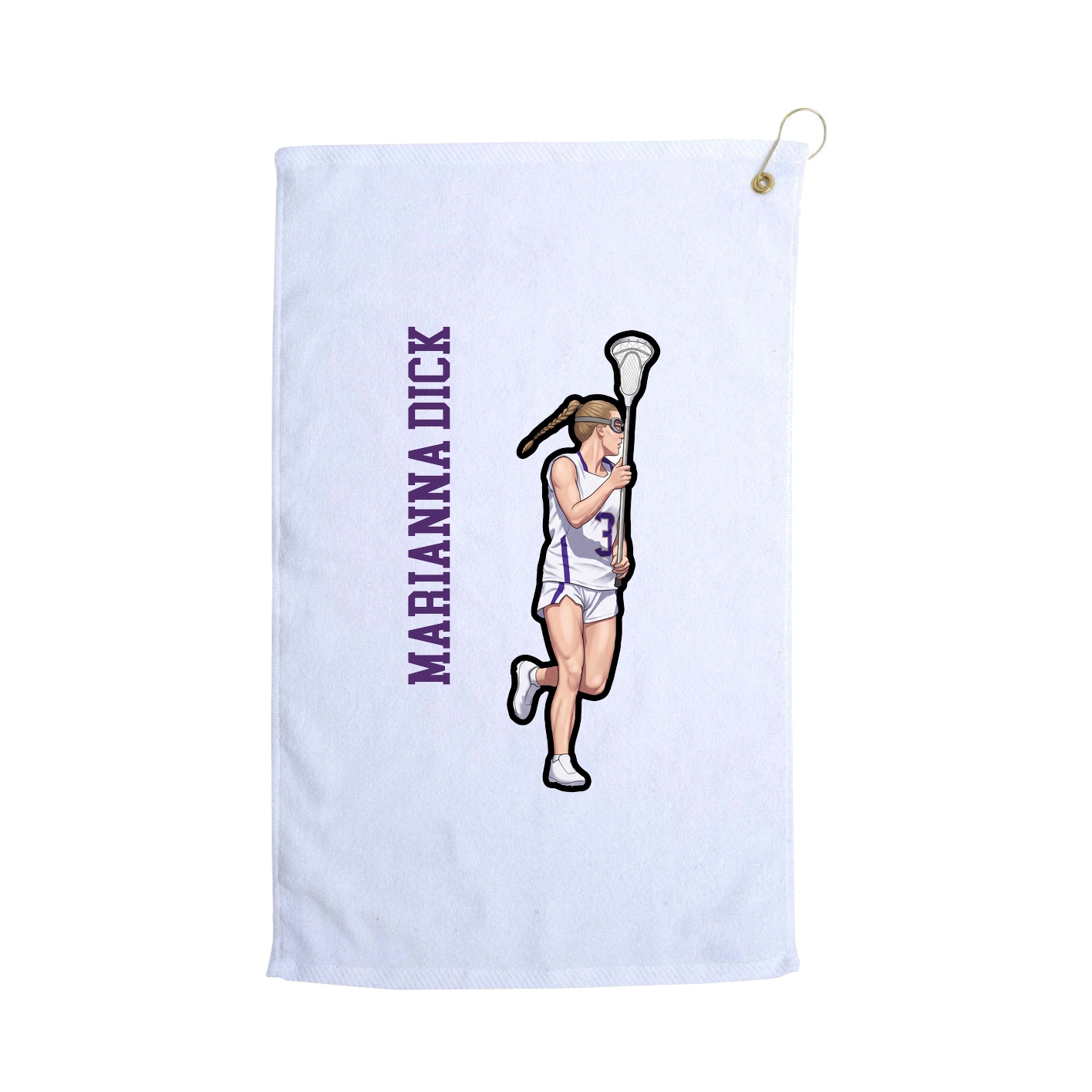 Golf Towel — Name Vertical in White