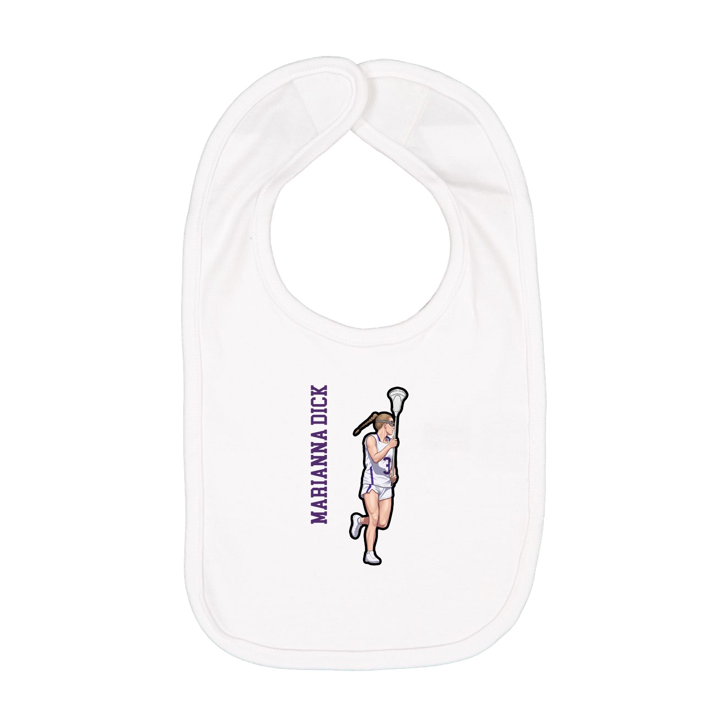 Infant Bib — Name Vertical in White