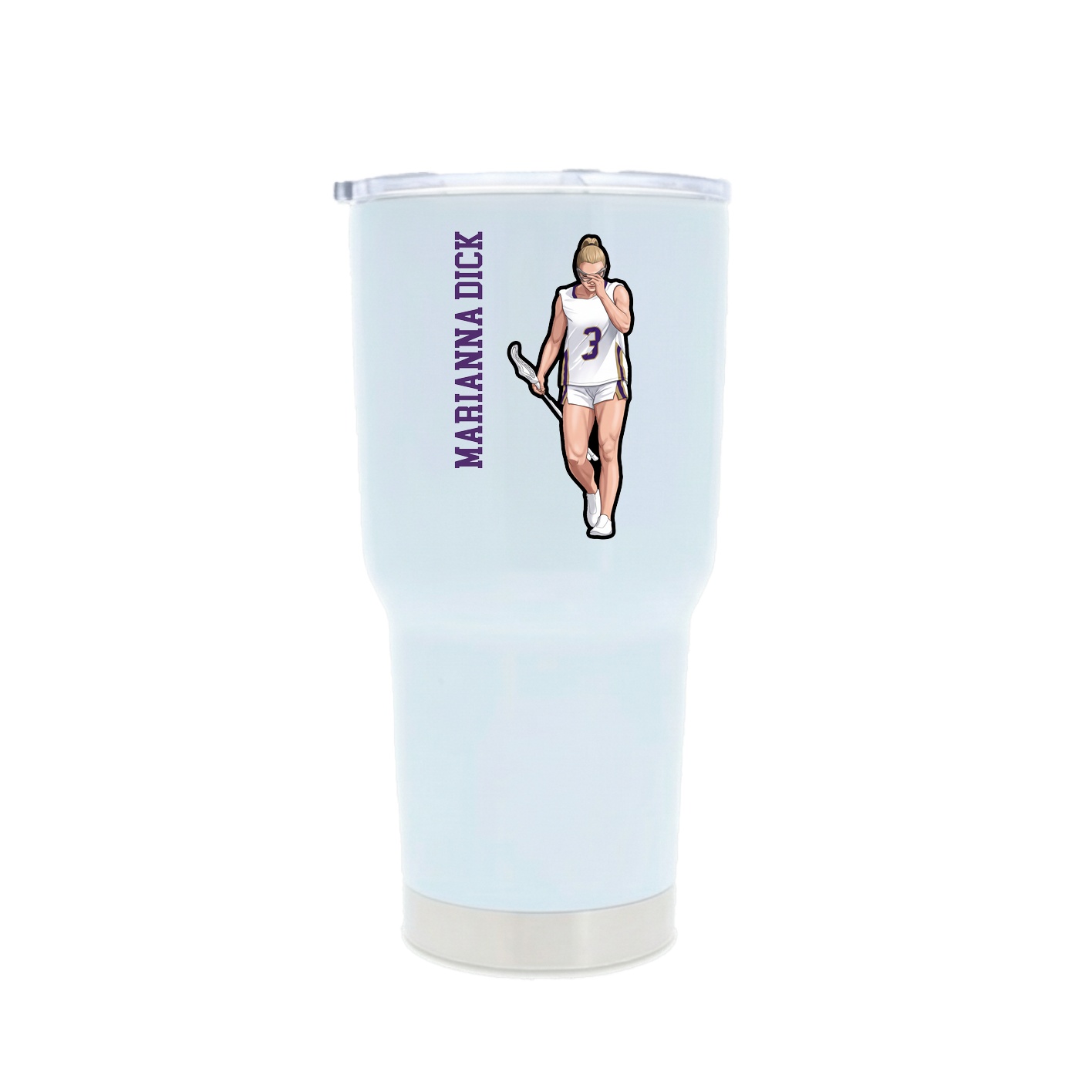 30oz Stainless Steel Tumbler — Name Vertical in White