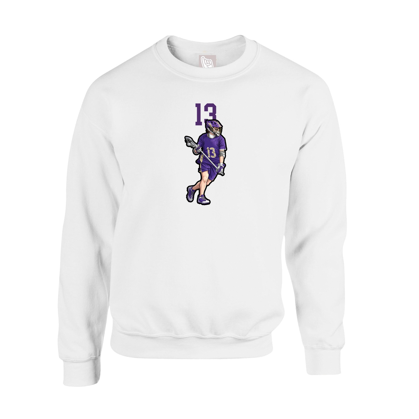 Fleece Crew — Number Top in White