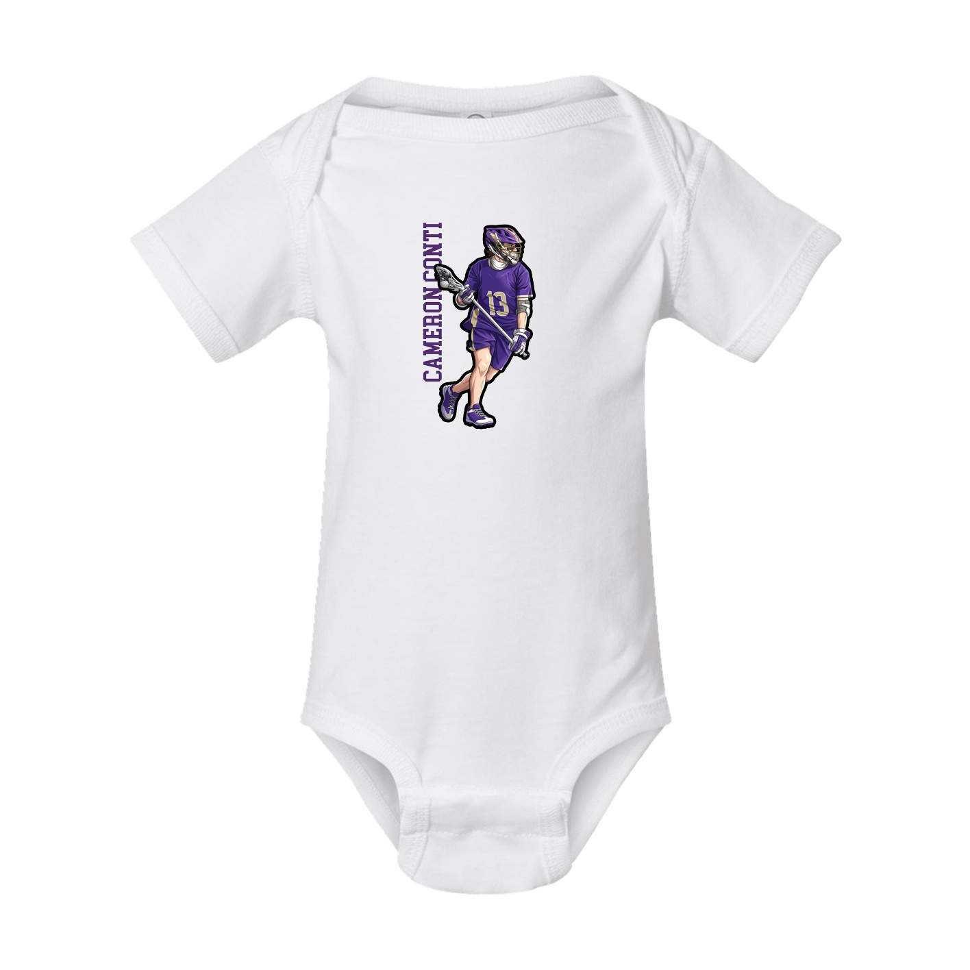 Baby Onesie — Name Vertical in White