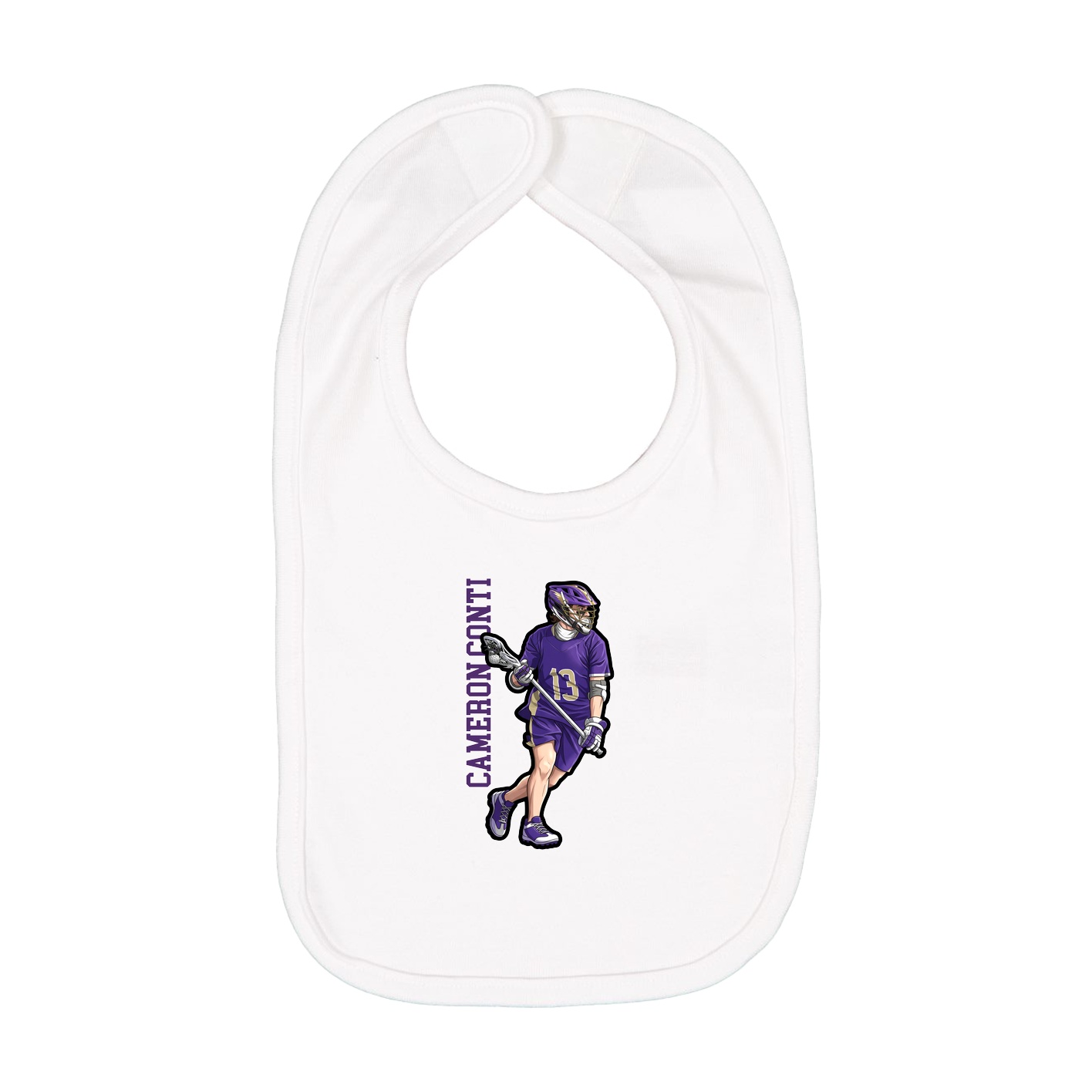 Infant Bib — Name Vertical in White