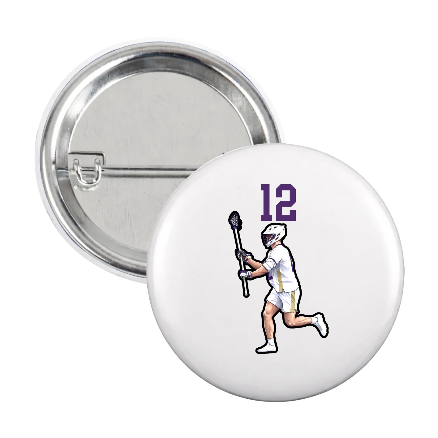 Game Day Button — Number Top in White
